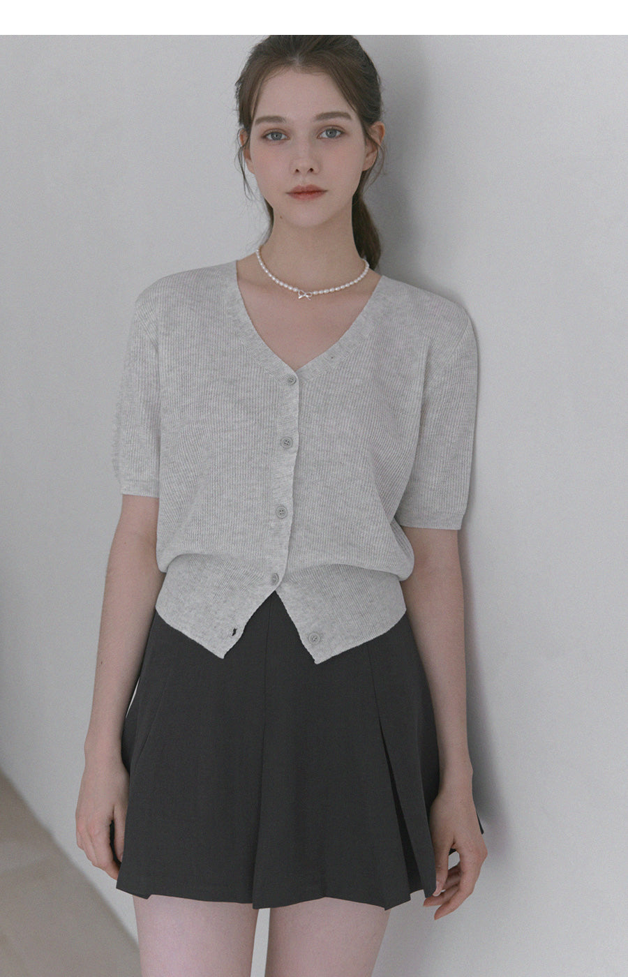 [TWEE] Cremo Linen V-Neck Short Sleeve Cardigan
