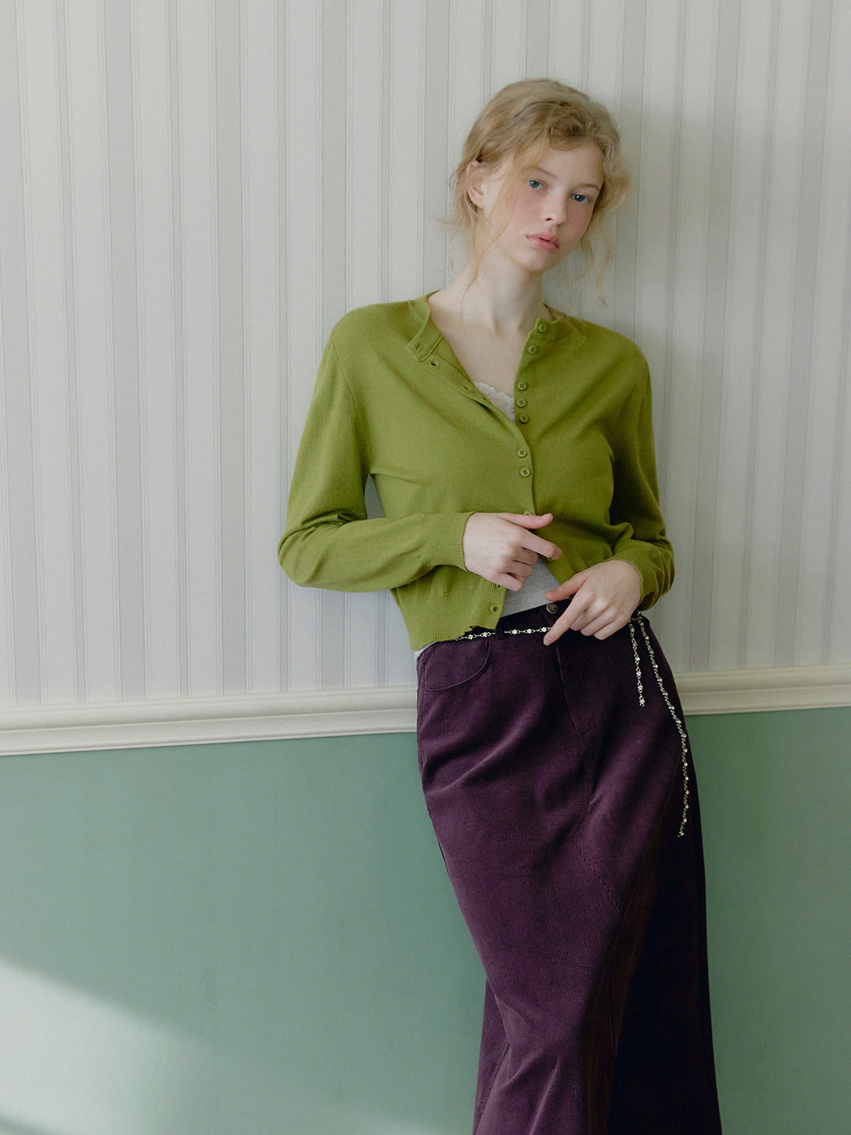 [TWEE] Casha multi-button round neck cardigan