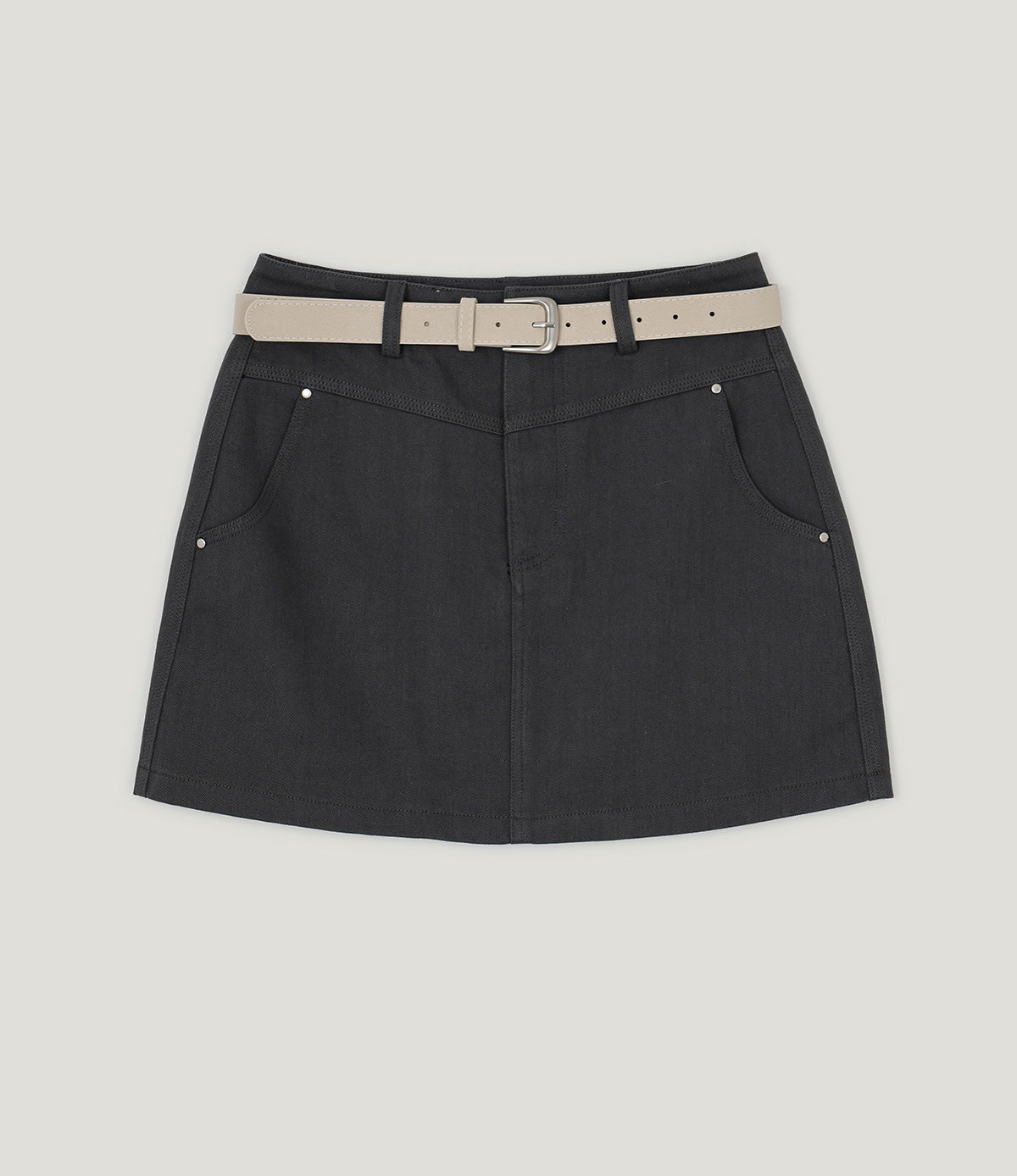 [TWEE] Jeden rivet panel cotton mini skirt (belt set)