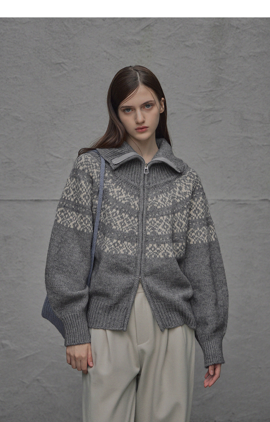 [TWEE] Ounce Antique Nordic Knit Zip-up