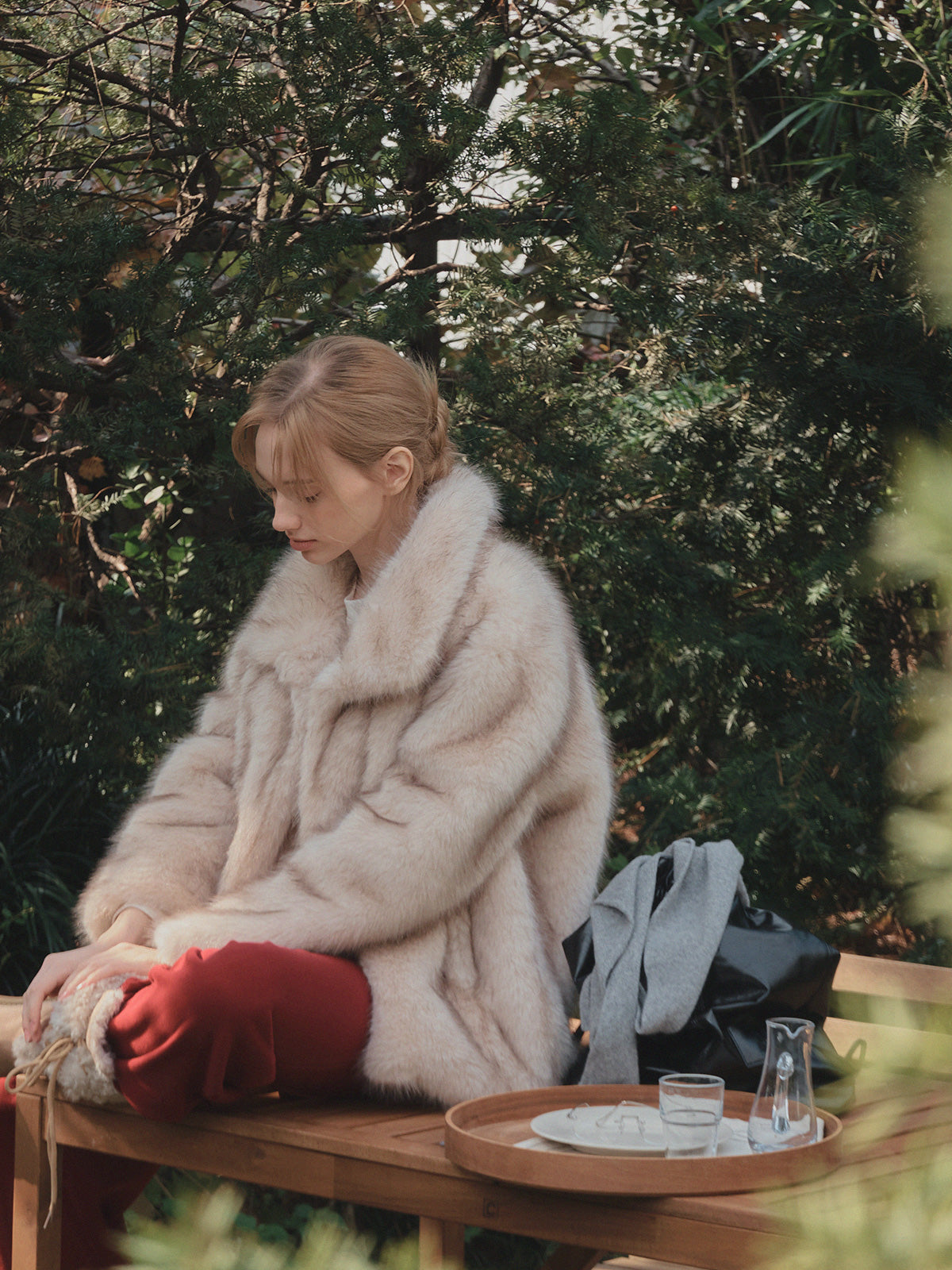 [TWEE] Giacca Polton con Collo Alto in Morbida Pelliccia