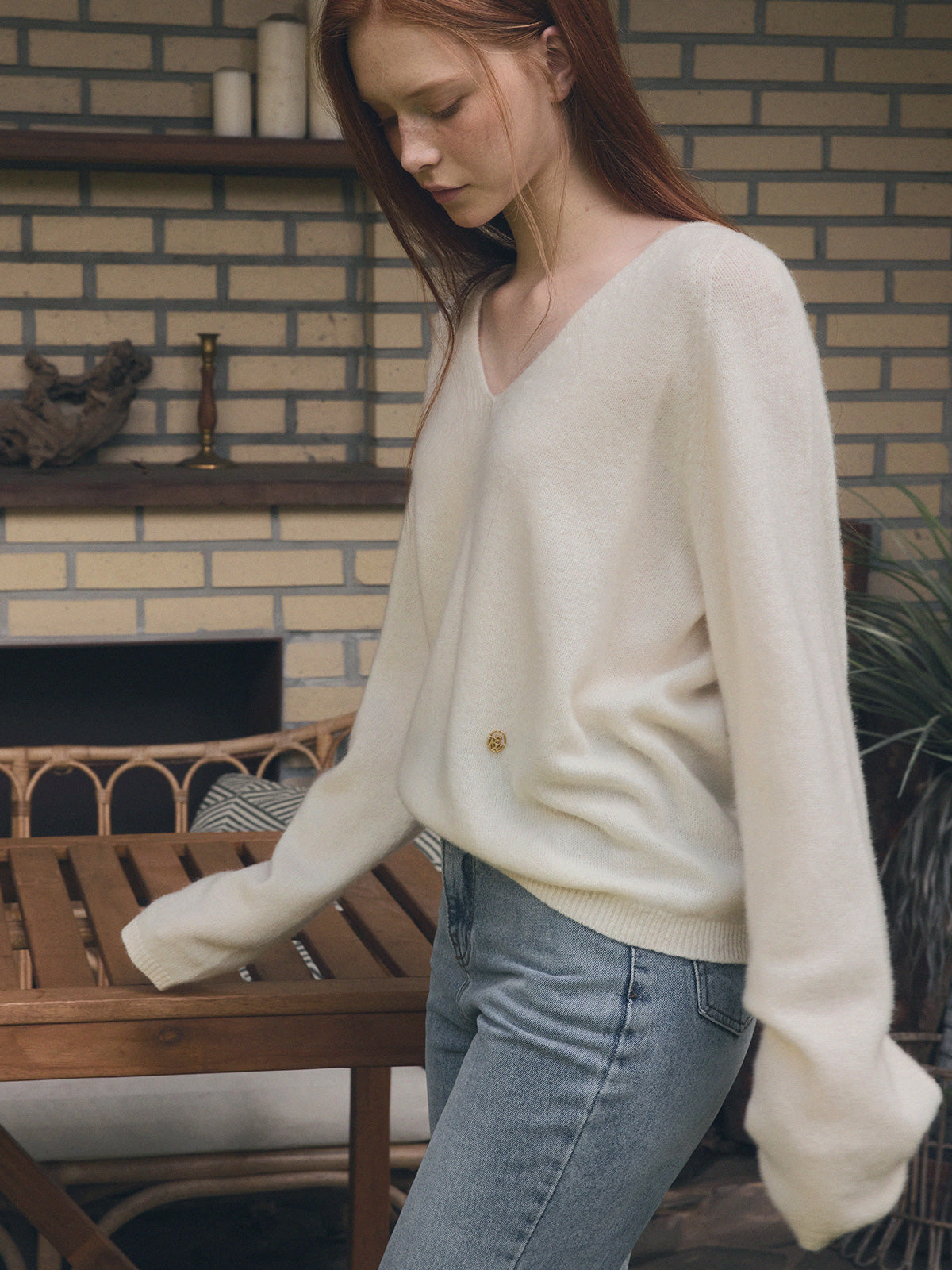 [TWEE] Longc Wool Pastel V-Neck Long-Sleeve Knit