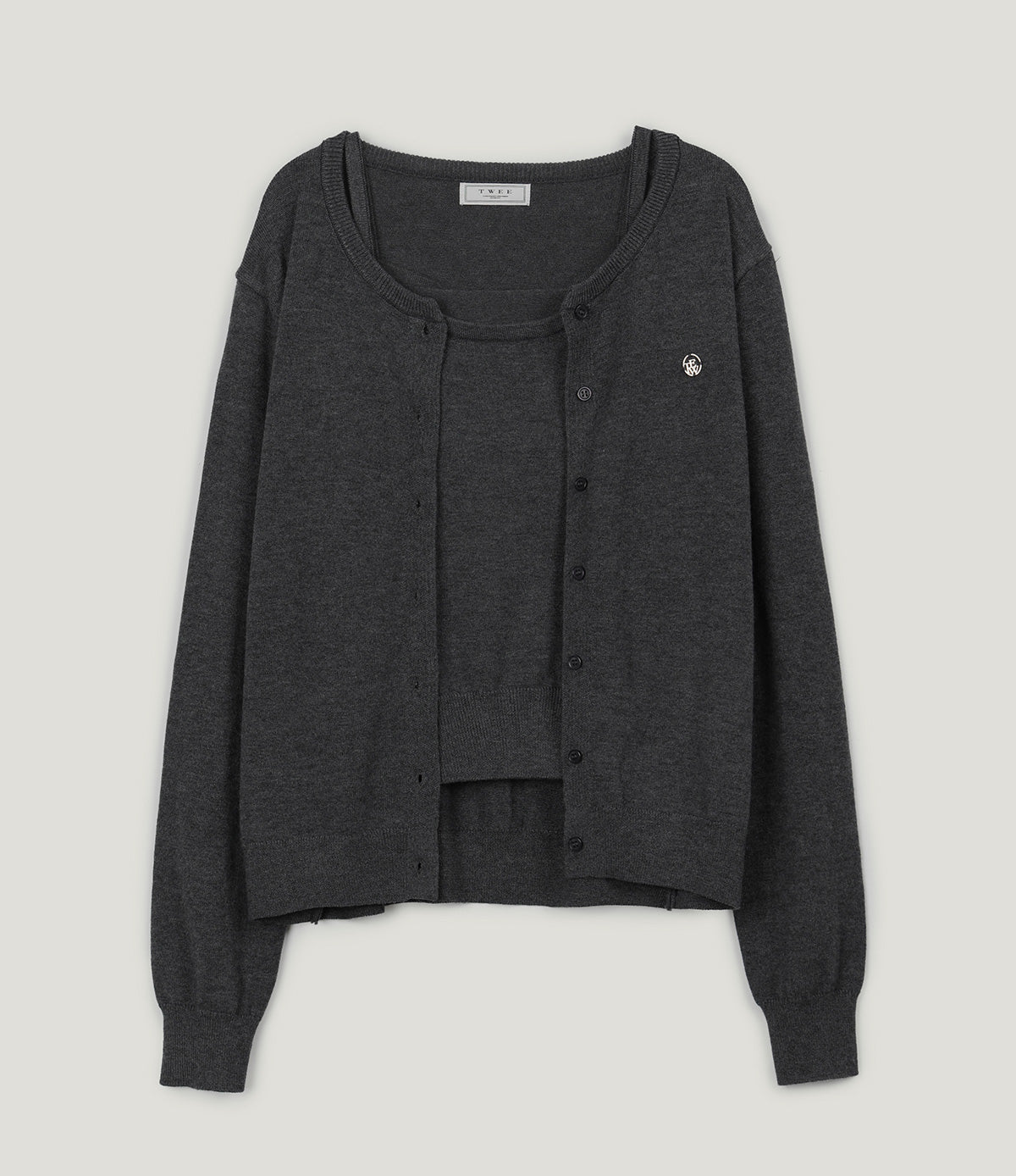 [TWEE] Ringard Knit Sleeveless Top & Cardigan Set