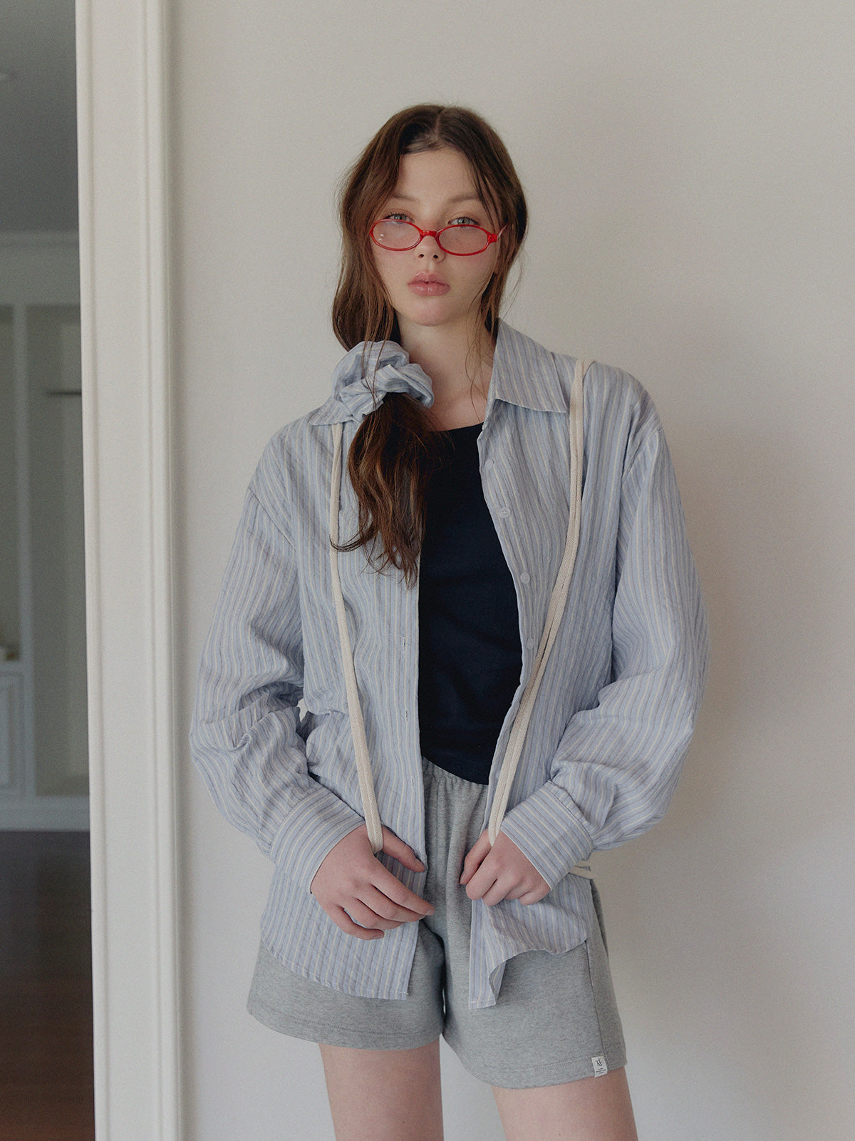 [TWEE] Ritz Stripe Long-Sleeve Shirt (Headband Set)