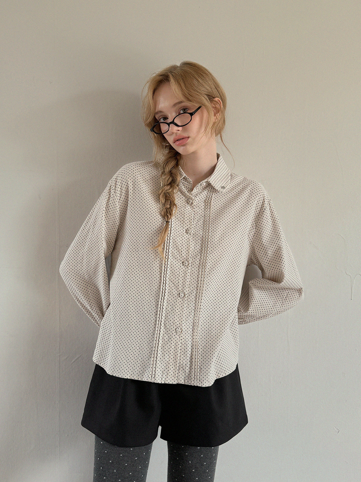 [TWEE] Linzl Dot Pintuck Bluse