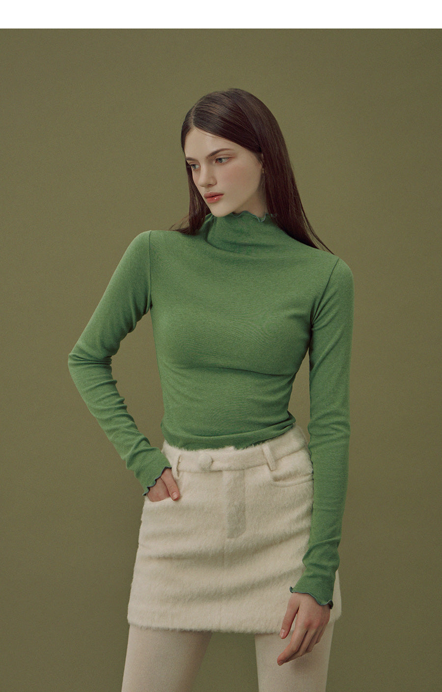 [TWEE] Ciris Wool Frill Turtleneck T-shirt