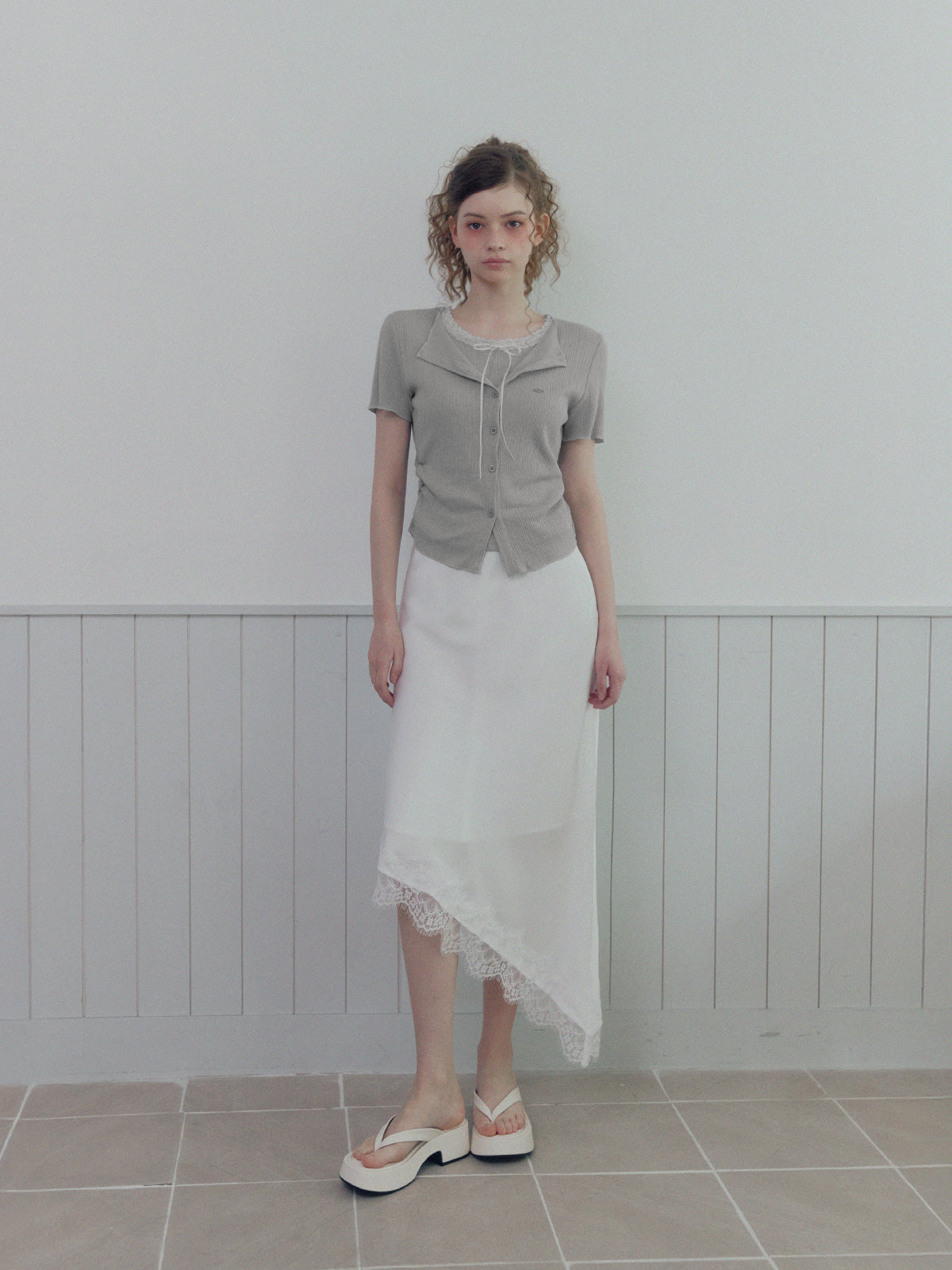 [TWEE] Poiner Layered Ribbed Short-Sleeve T-Shirt