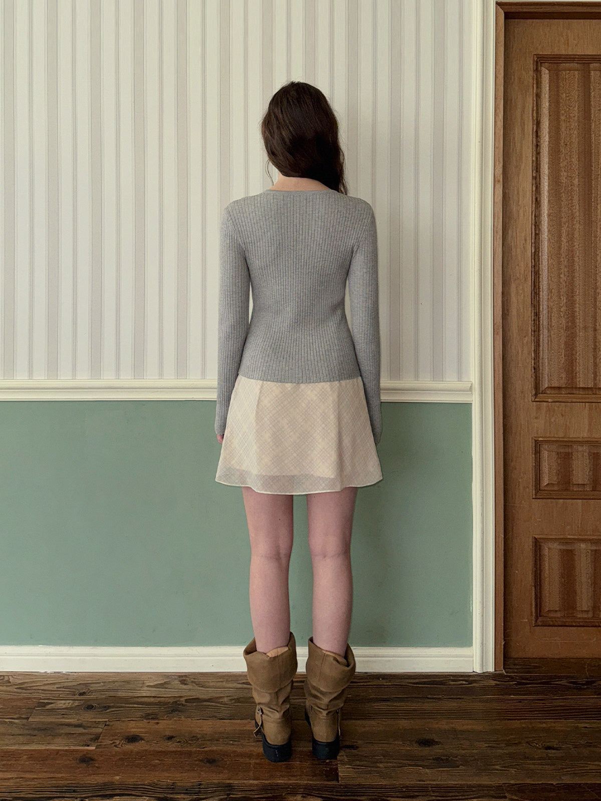 [TWEE] Marlon Asymmetrical Slit Button Long Sleeve Knit