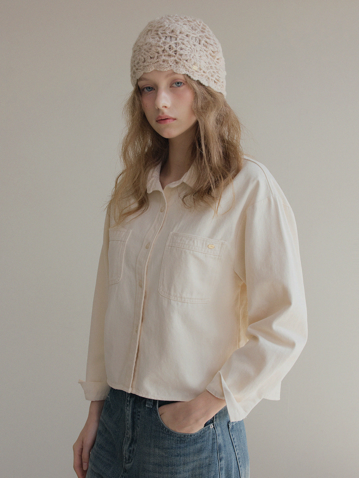 [TWEE] Idel Peach Pocket Langarmhemd