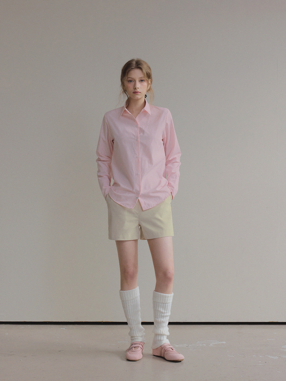 [TWEE] Hughes Stripe Cuffs Long-Sleeve Shirt