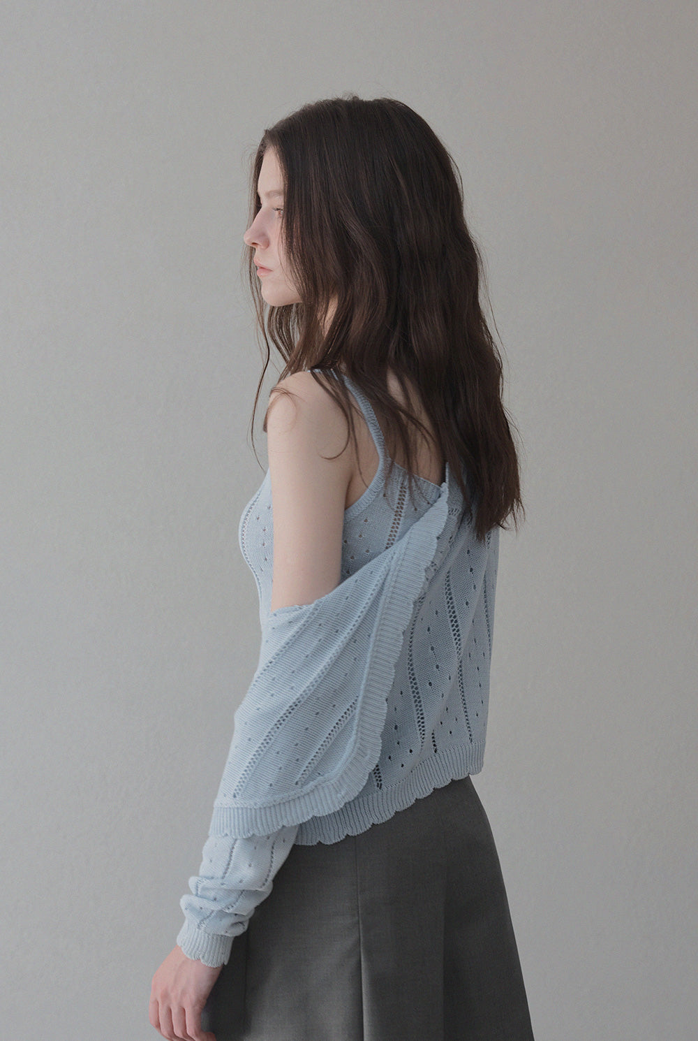 [TWEE] Zden Scatch Punching Knit Tank Cardigan Set