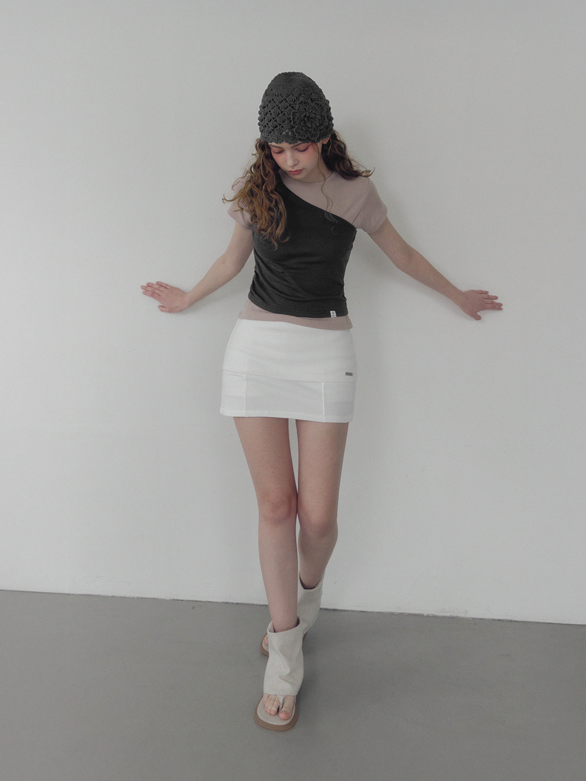 [TWEE] Cellon shirring one-shoulder sleeveless