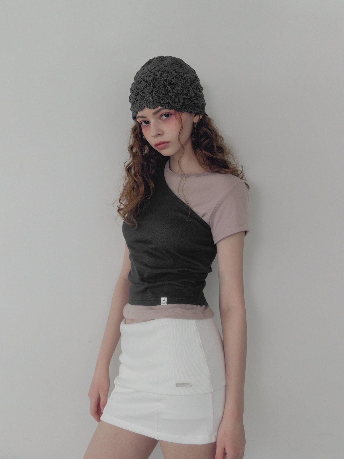 [TWEE] Cellon shirring one-shoulder sleeveless