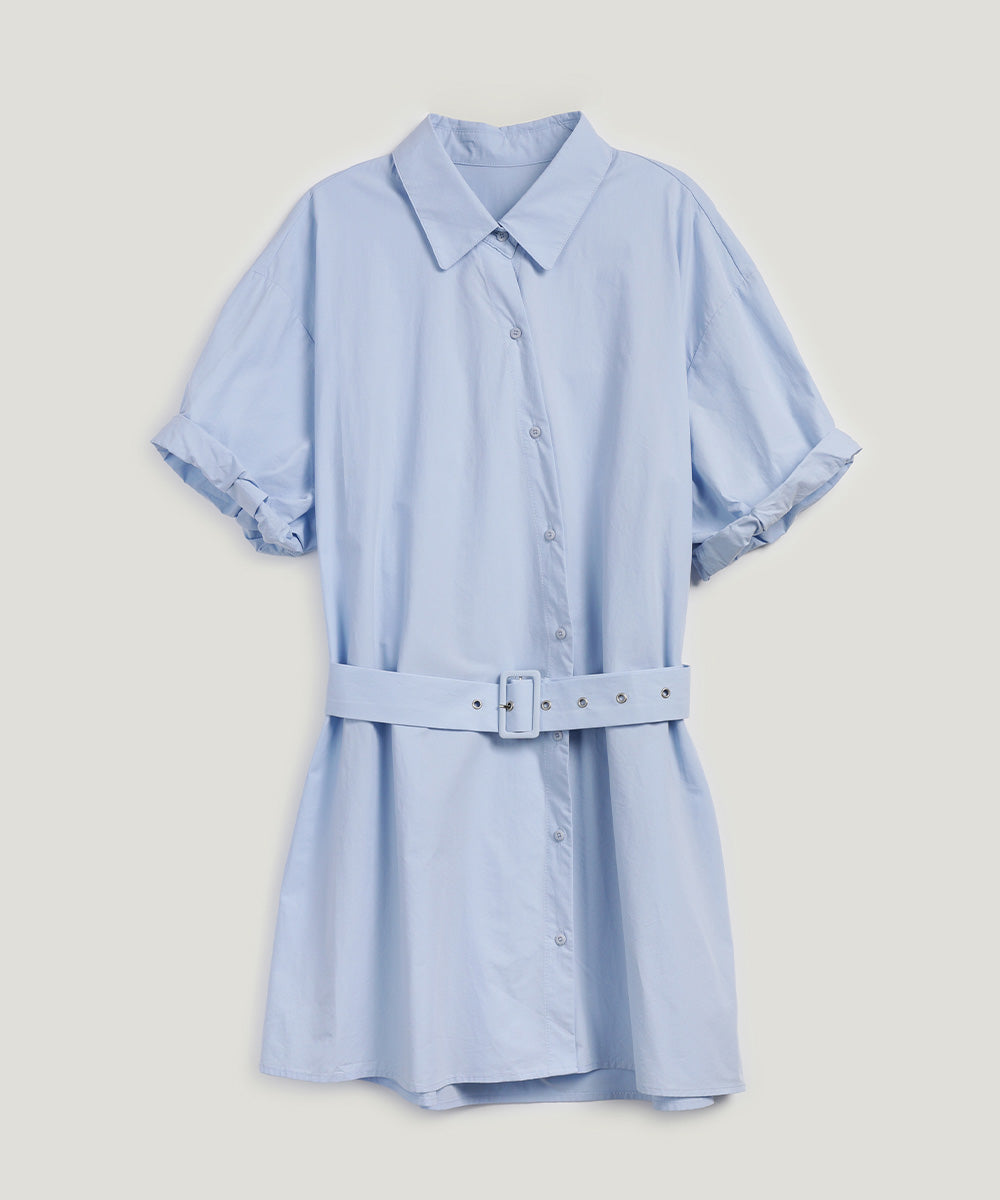 [TWEE] Lovin Roll-Up Shirt Dress (Belt Set)