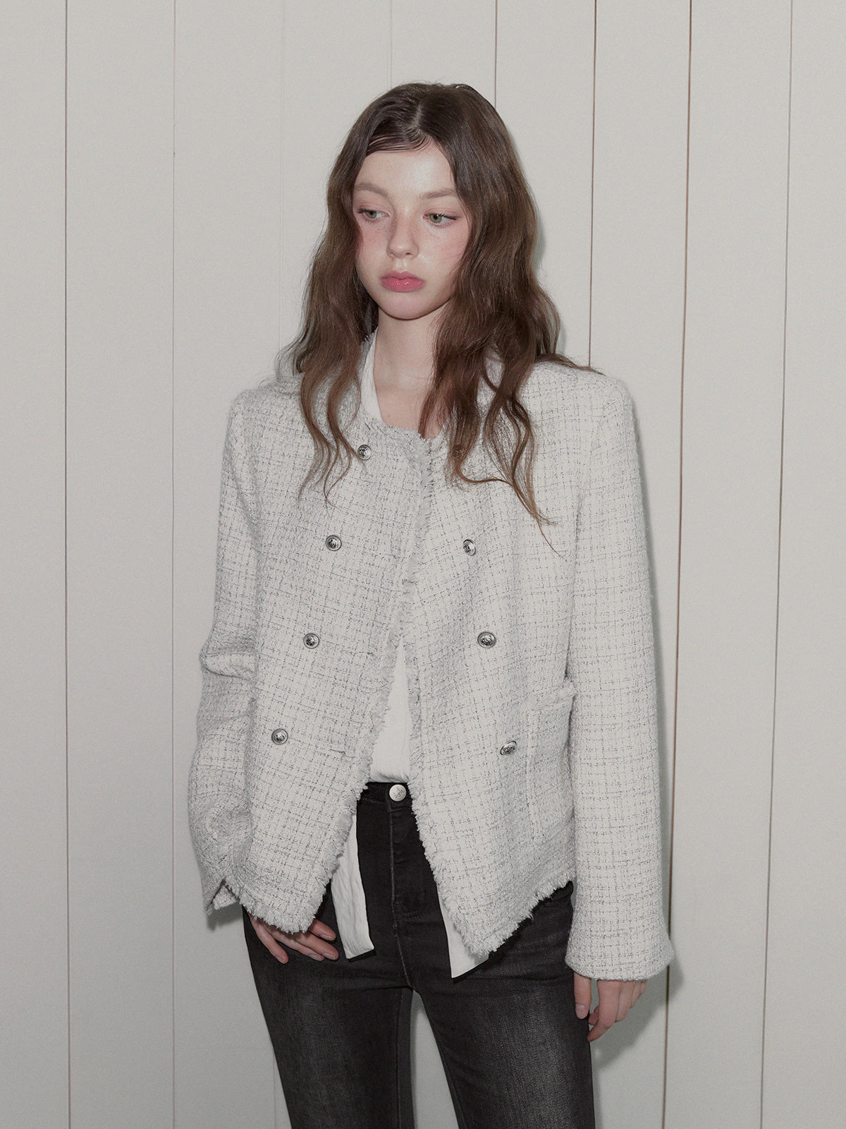 [TWEE] HENDY Tweed Double-Button Jacket
