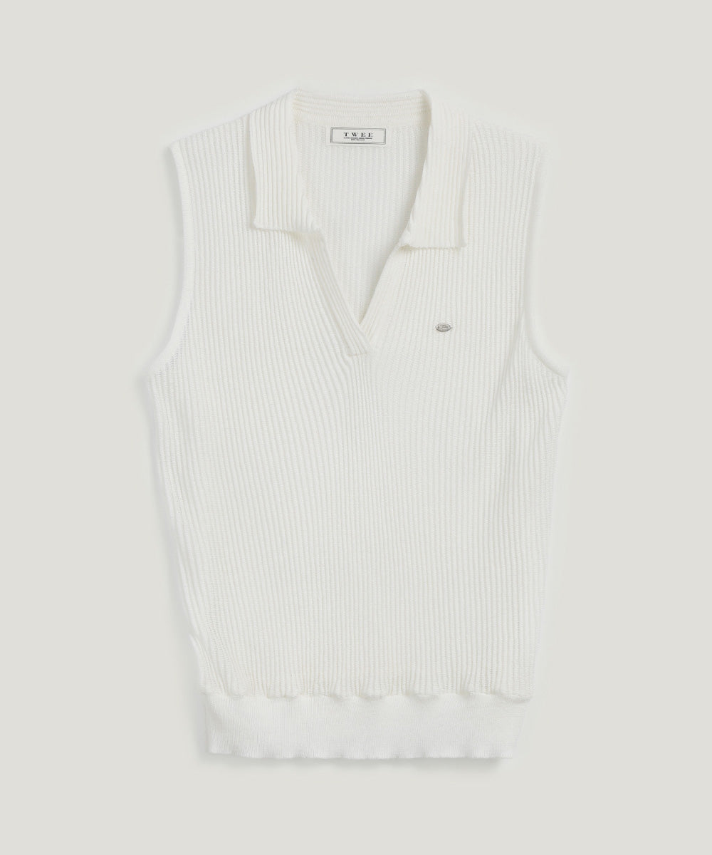 [TWEE] Bird Open Collar Knit Vest