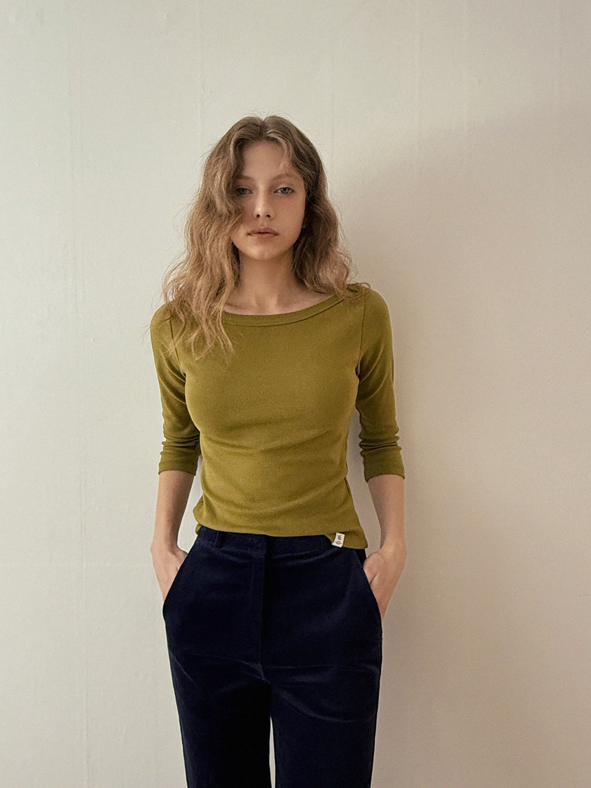 [TWEE] Pair Boat Neck 3/4 Sleeve T-shirt