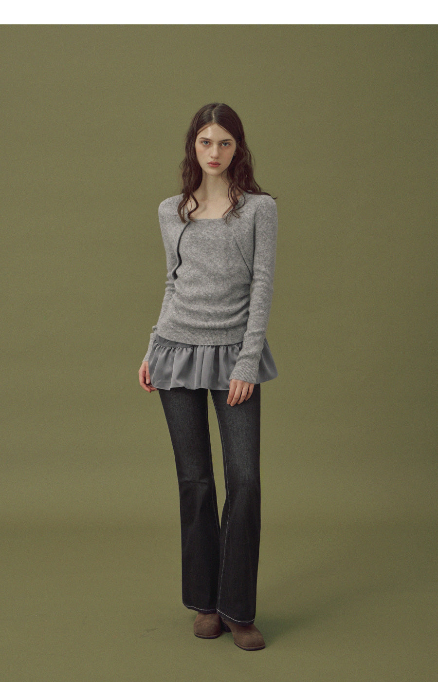 [TWEE] Kethia Wool Shirring Bolero Knit