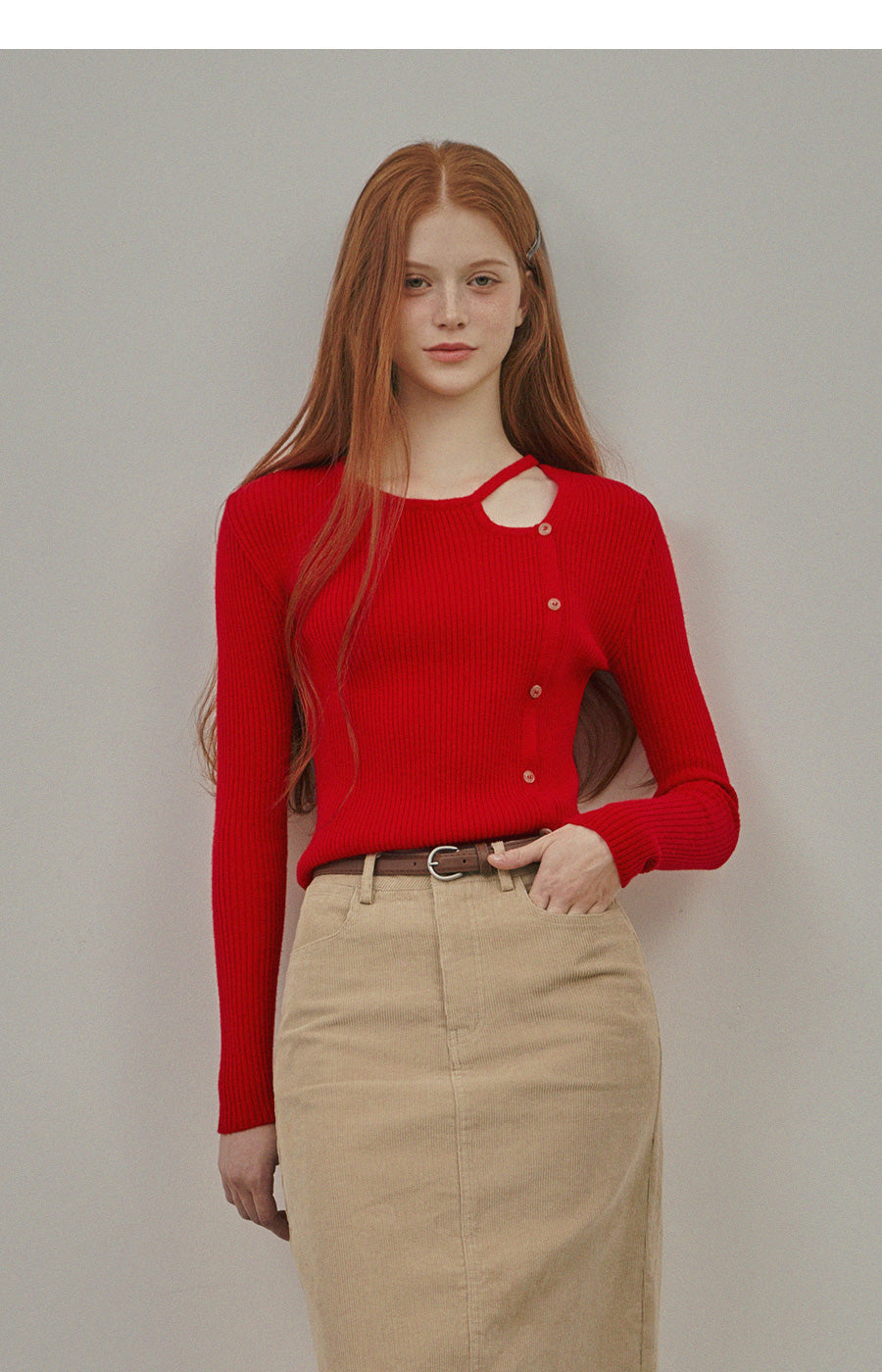 [TWEE] Erchi Cutoff Button Knit