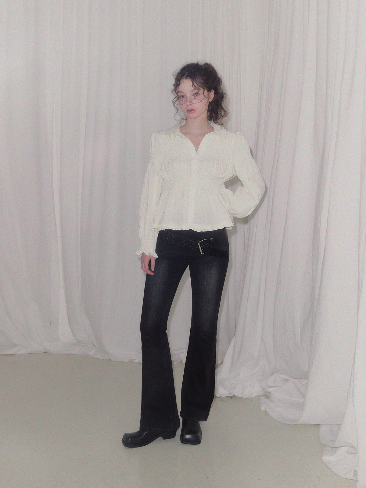 [TWEE] Riphos Wrinkle Long Sleeve Shirt Blouse