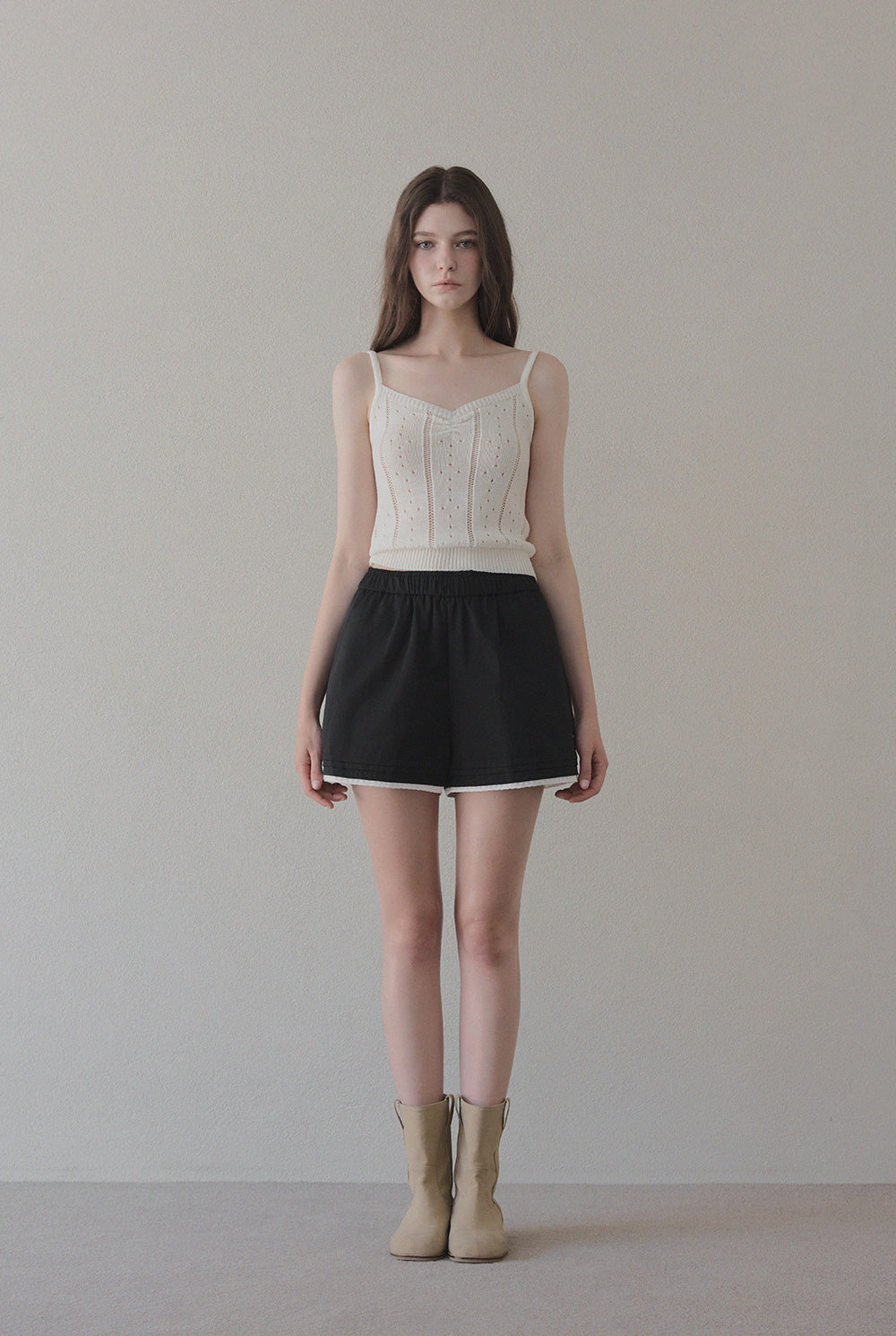 [TWEE] Zden Scatch Punching Knit Tank Cardigan Set