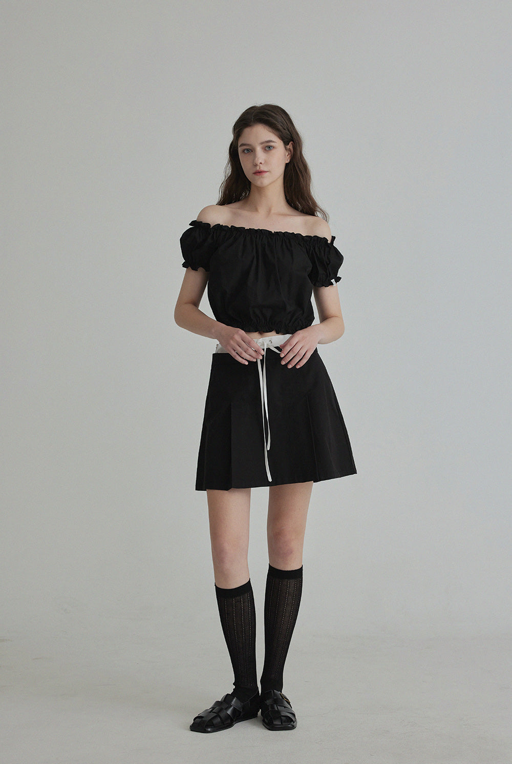 [TWEE] Melinz color-block Pleated Mini skirt