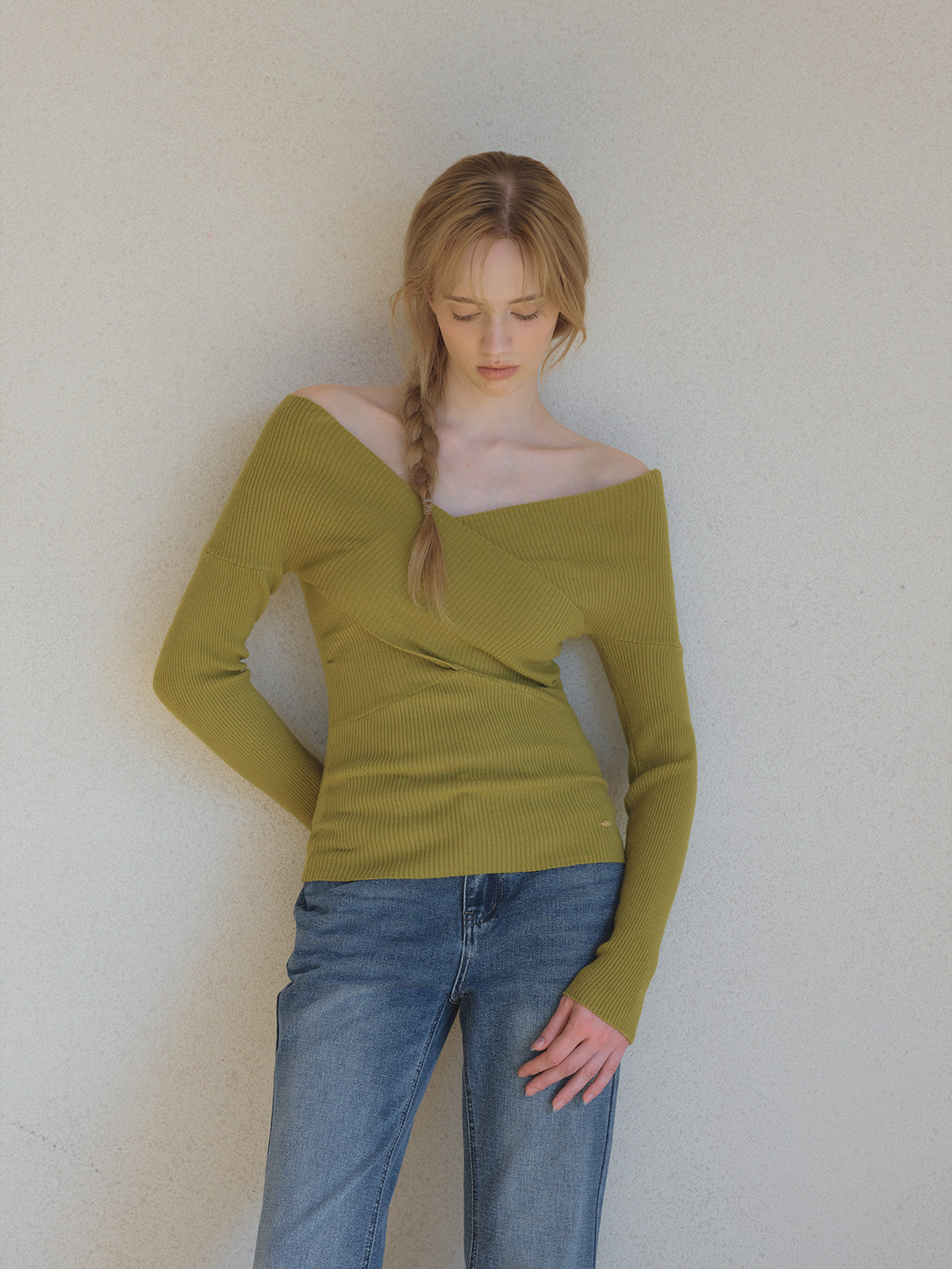 [TWEE]Seti Maglia Incrociata con Spalle Scoperte