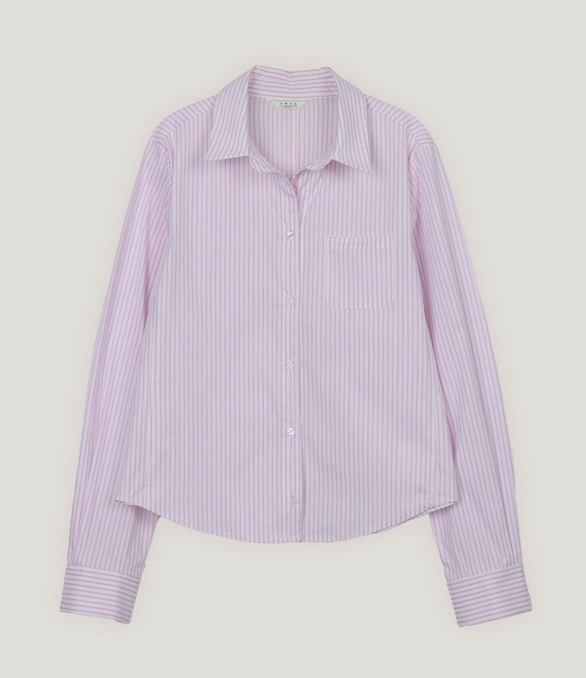[TWEE] Ronty Stripe Embroidered Pocket Long Sleeve Shirt