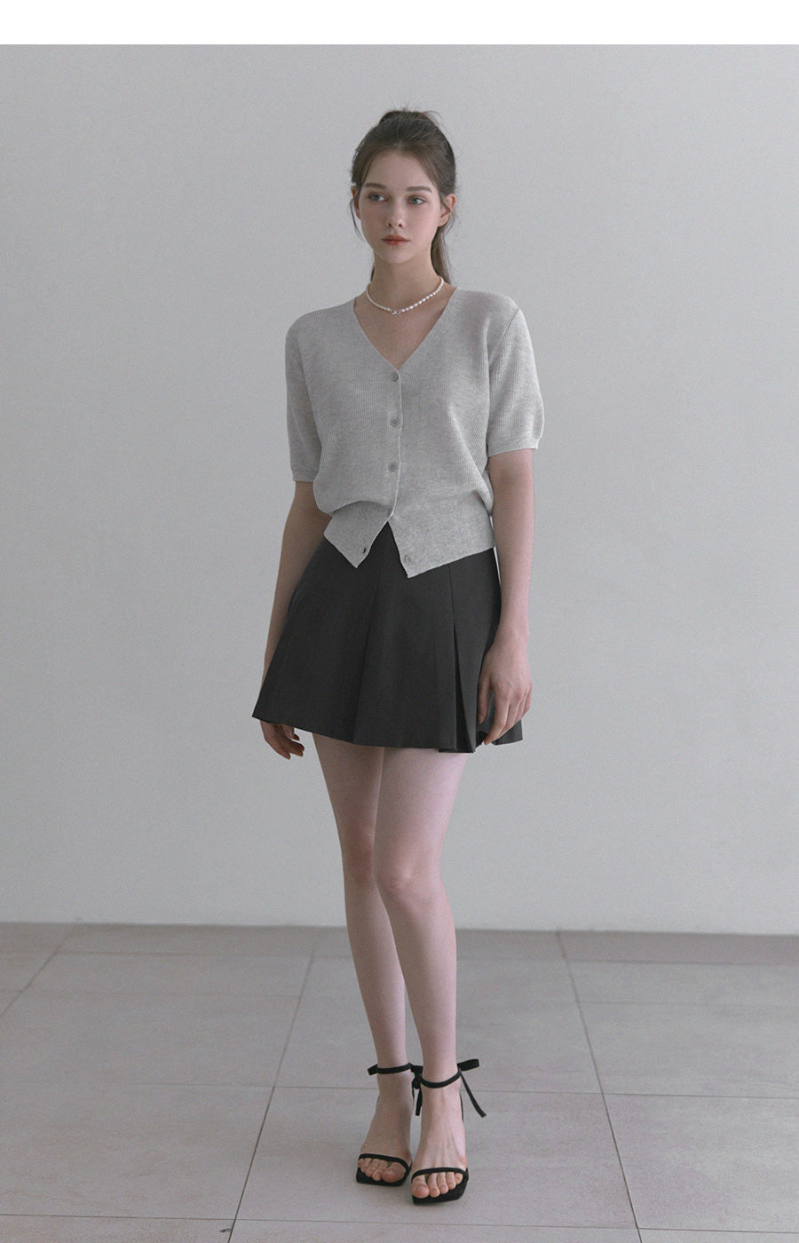 [TWEE] Cremo Linen V-Neck Short Sleeve Cardigan