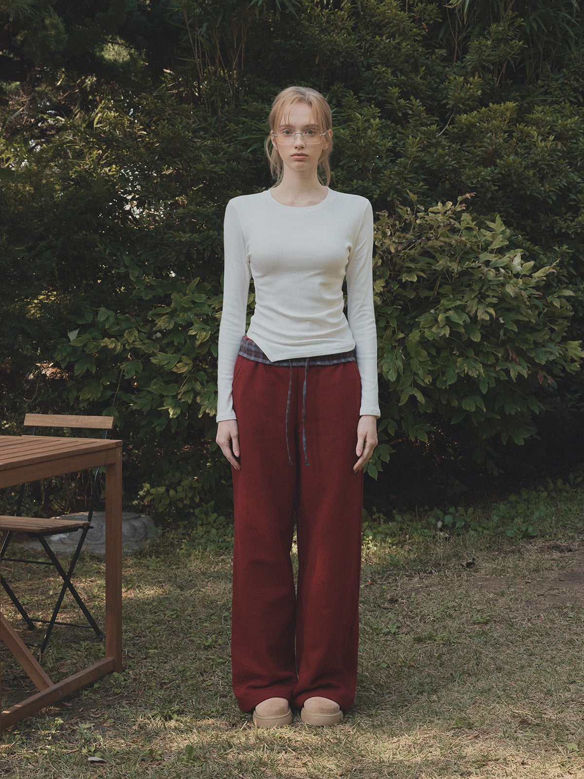 [TWEE] Quần Sweatpants Rộng Phối Màu Jardin Check