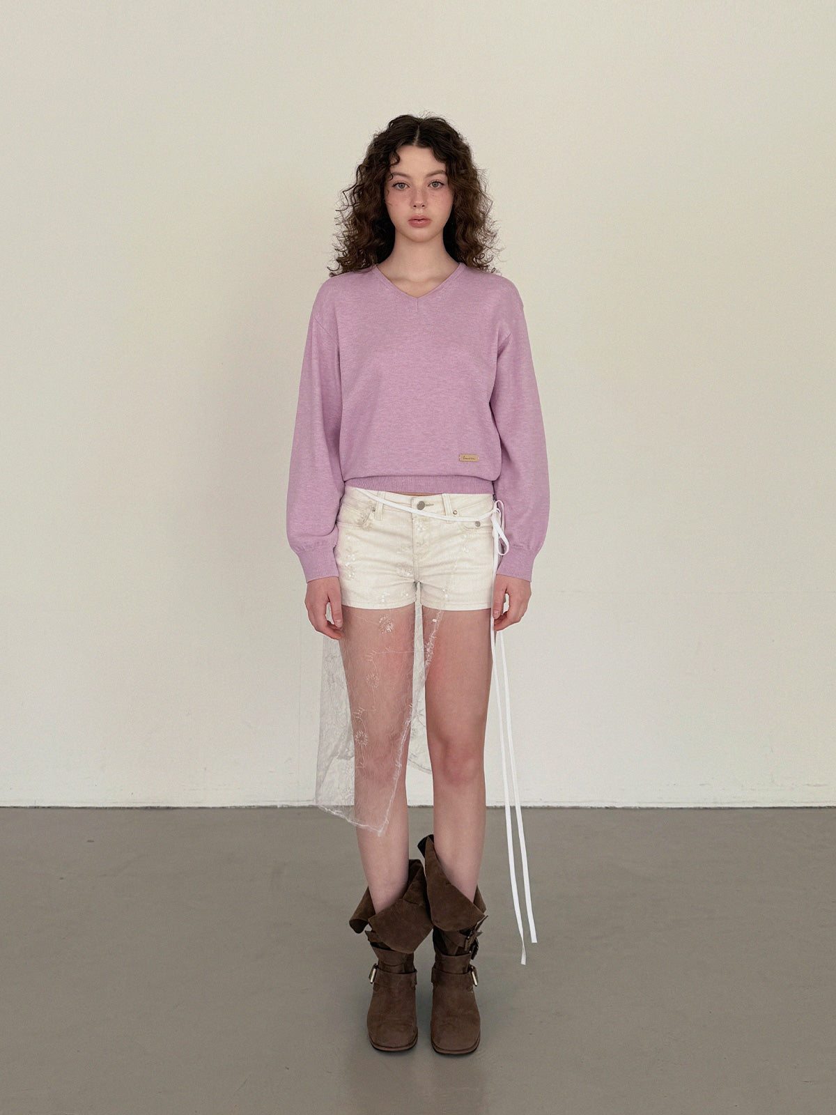 [TWEE] Dallen V-Neck Loose Fit Long Sleeve Knit