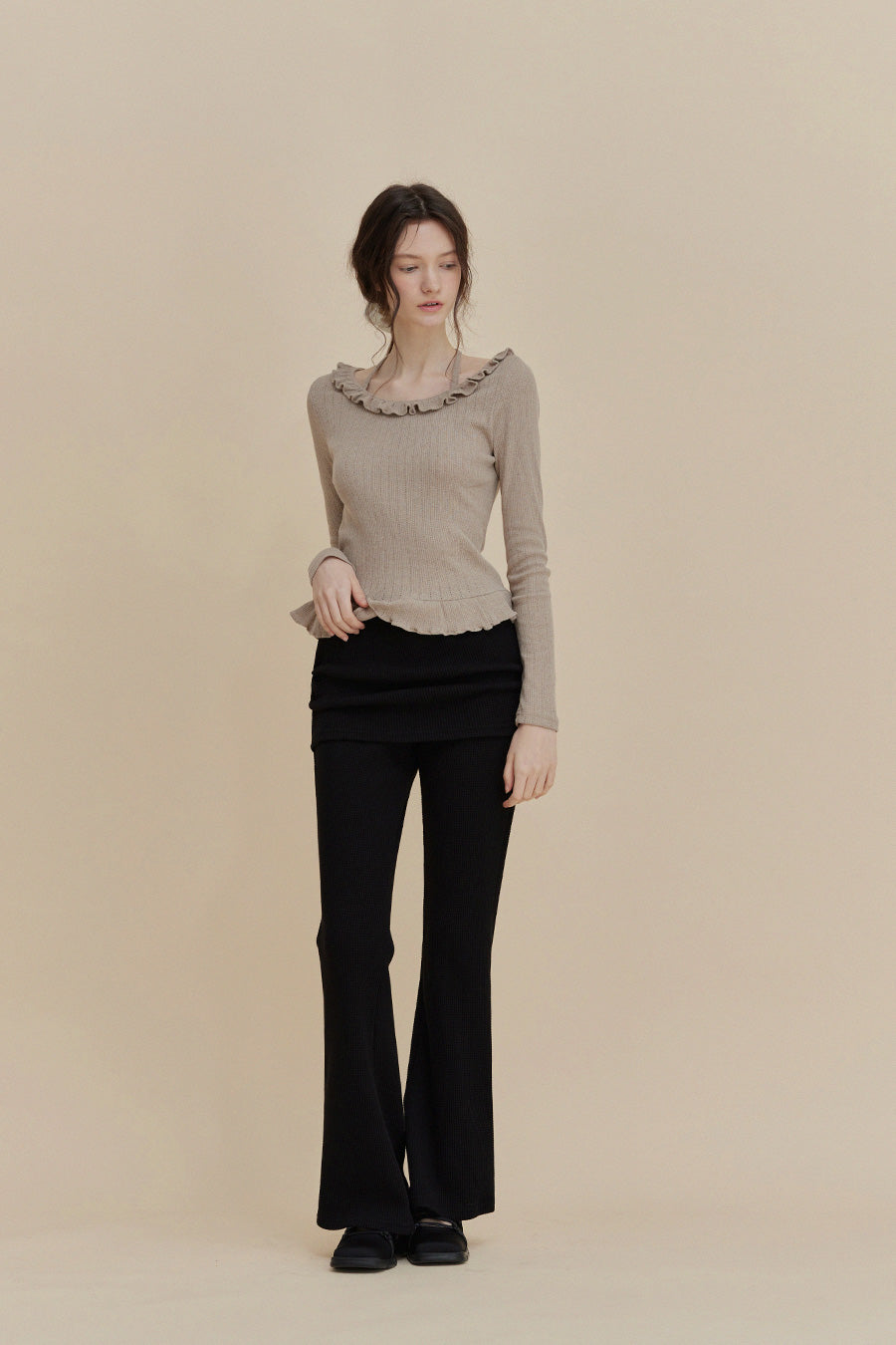 [TWEE] Bulet Halter Ruffle T-Shirt