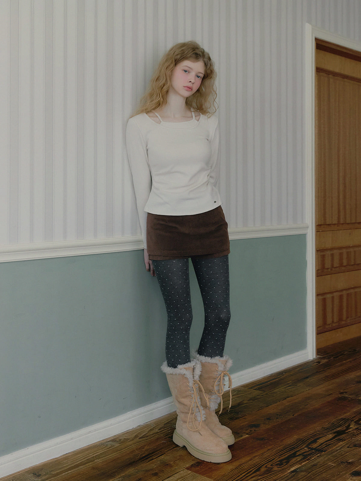 [TWEE]Revol geschichtetes Raffung Langarm-Top