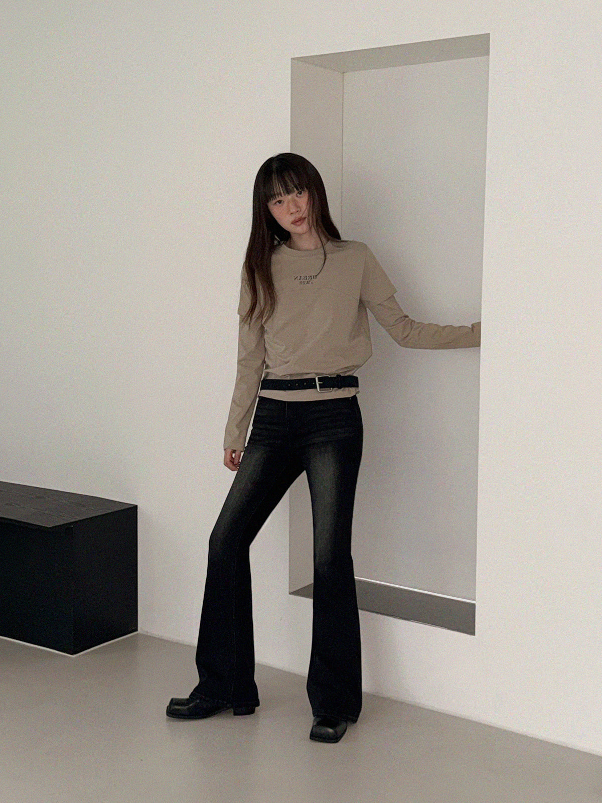 [ TWEE ]  Foil Layered Print Long Sleeve T-Shirt
