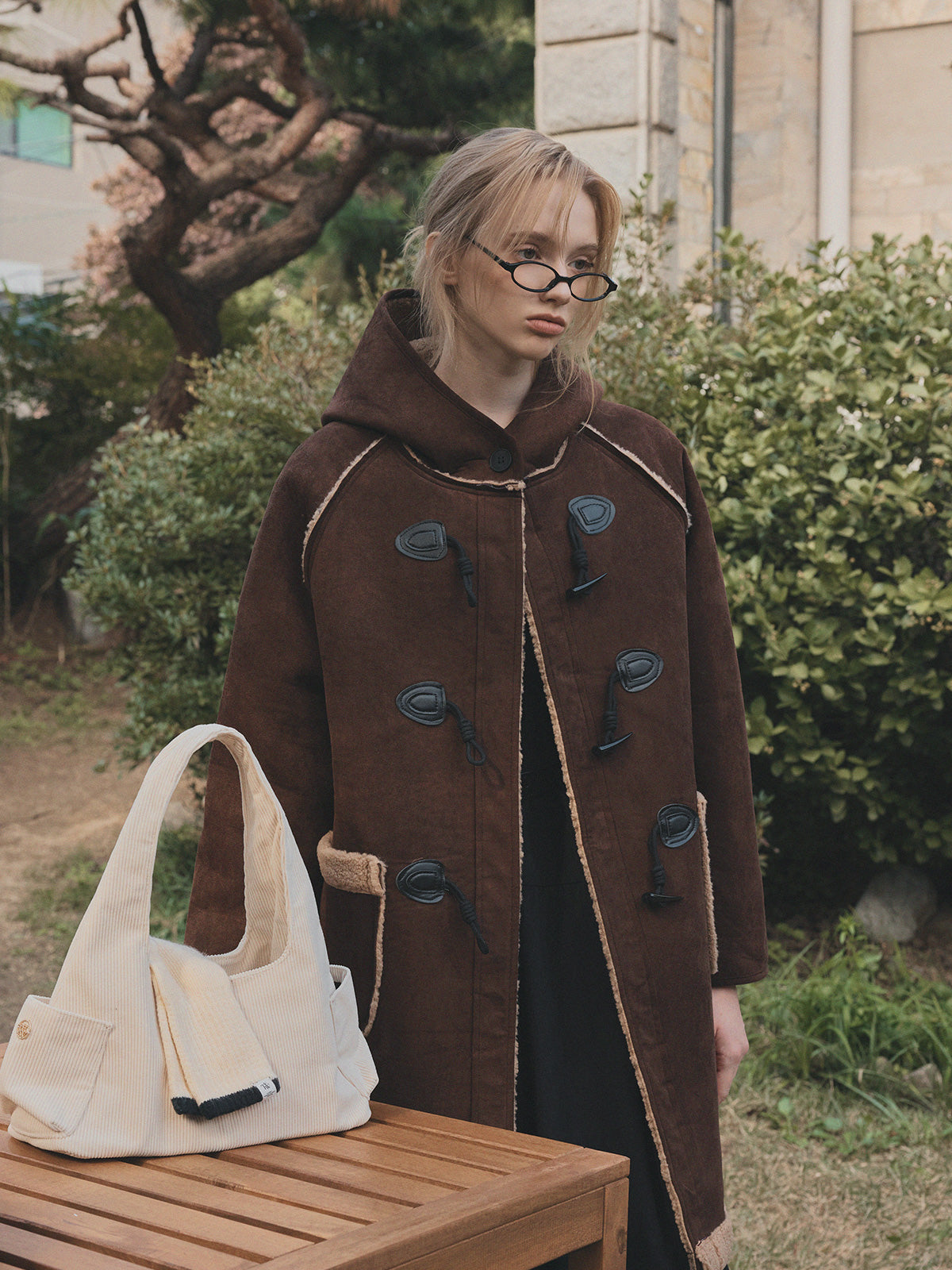 [TWEE]Tolz Wildleder Kapuzenlanger Dufflecoat