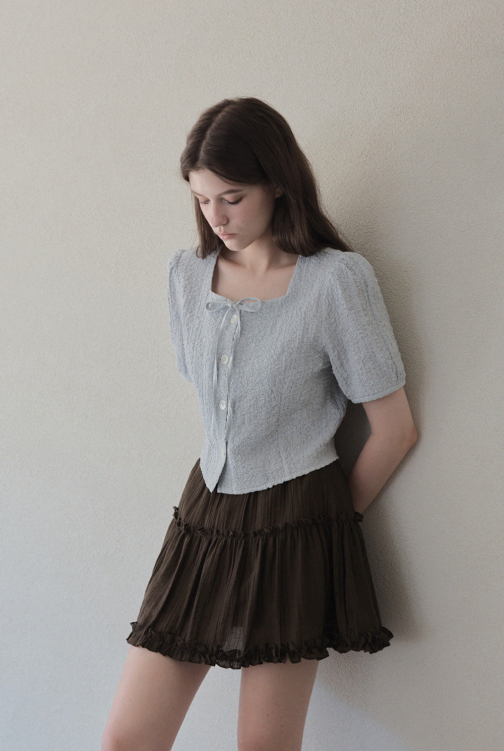 [TWEE] Gonna Mini a Fascia con Balze Stropicciate Kiton