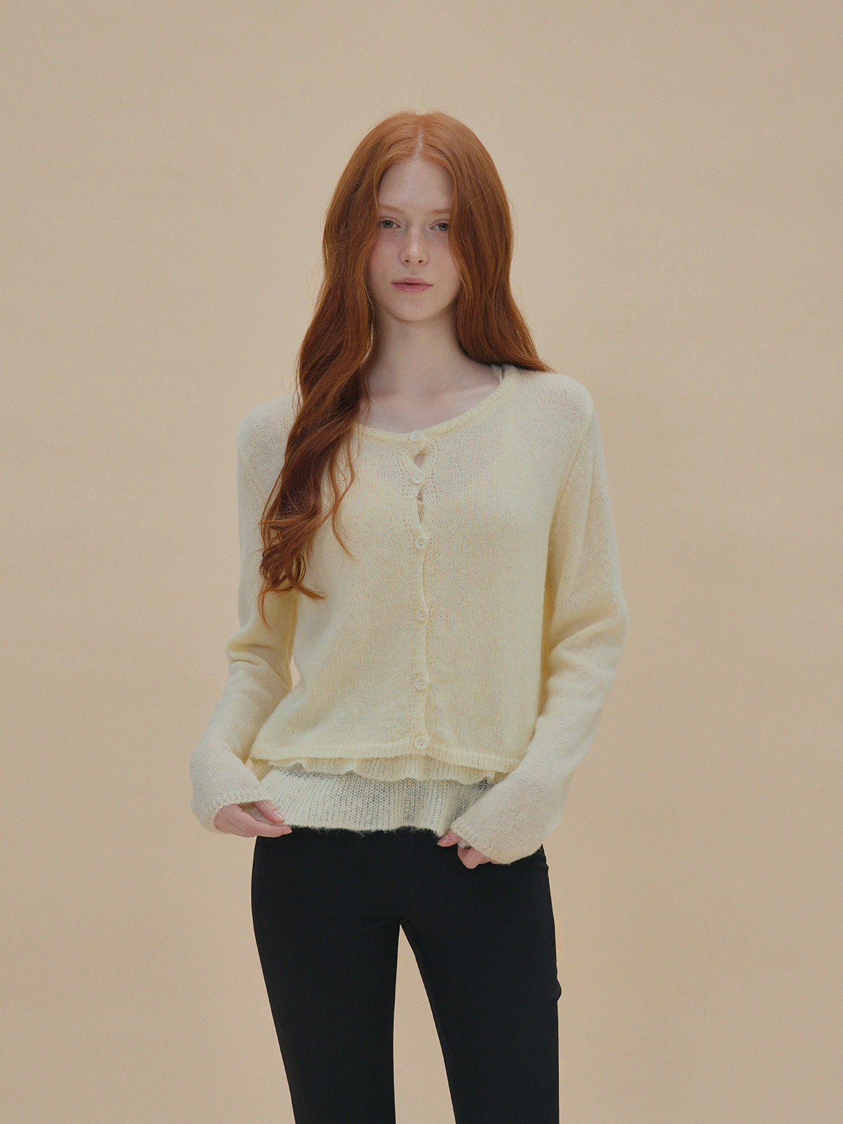 [TWEE] Viachu Knit Tank Top & Cardigan Set