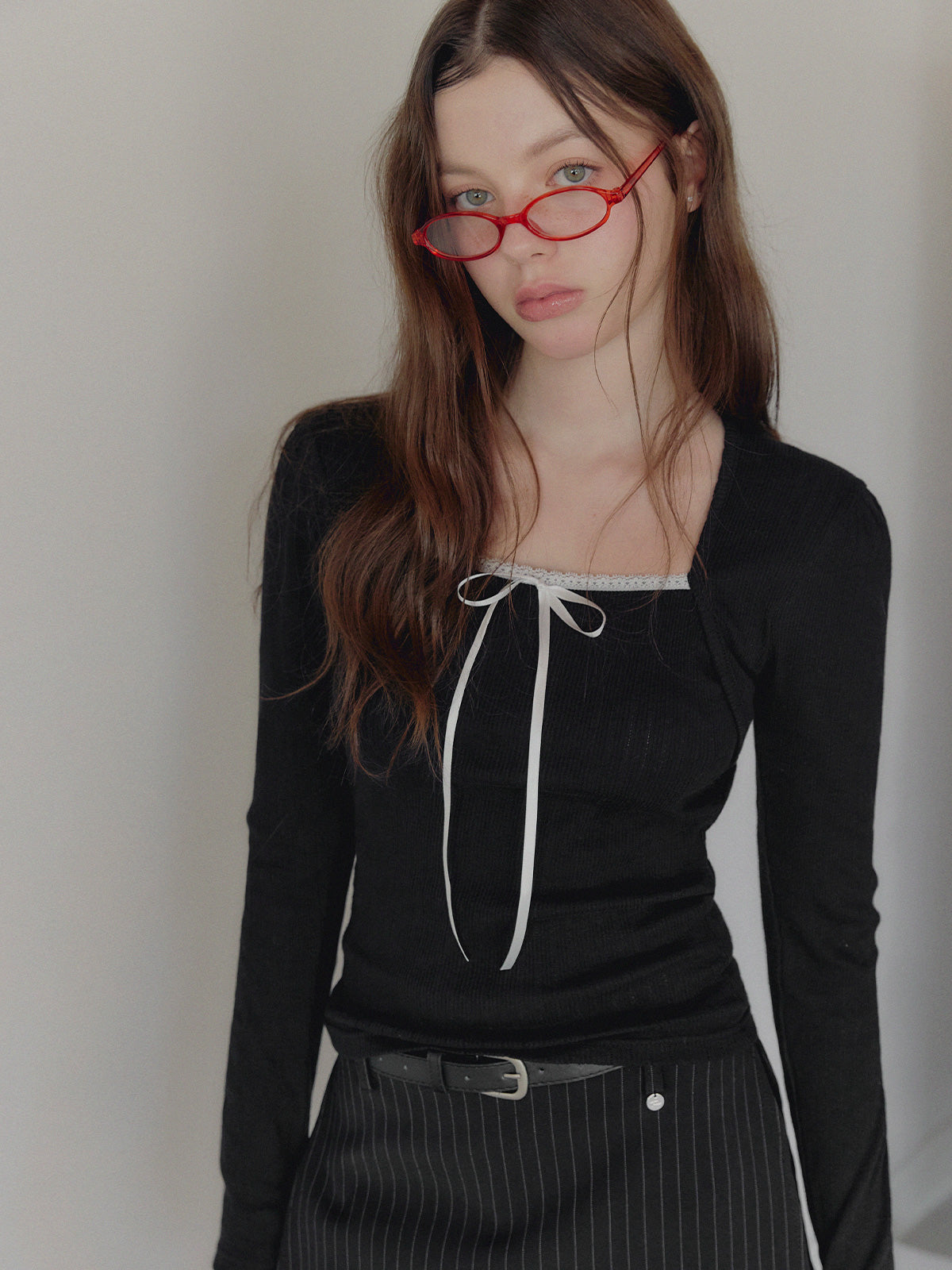 [TWEE] Colson Bolero Tie Lace Long Sleeve Tee