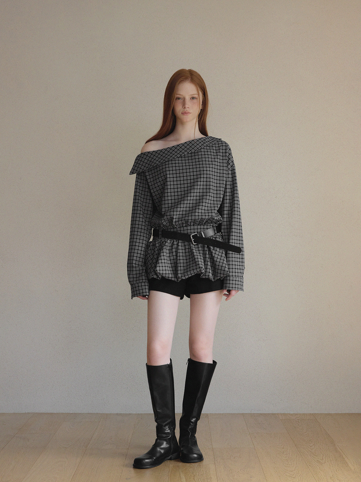 [TWEE] Forlip One-Shoulder Balloon Mini Dress (with Belt Set)