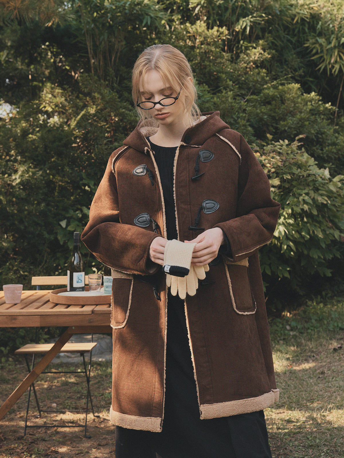 [TWEE]Tolz Wildleder Kapuzenlanger Dufflecoat