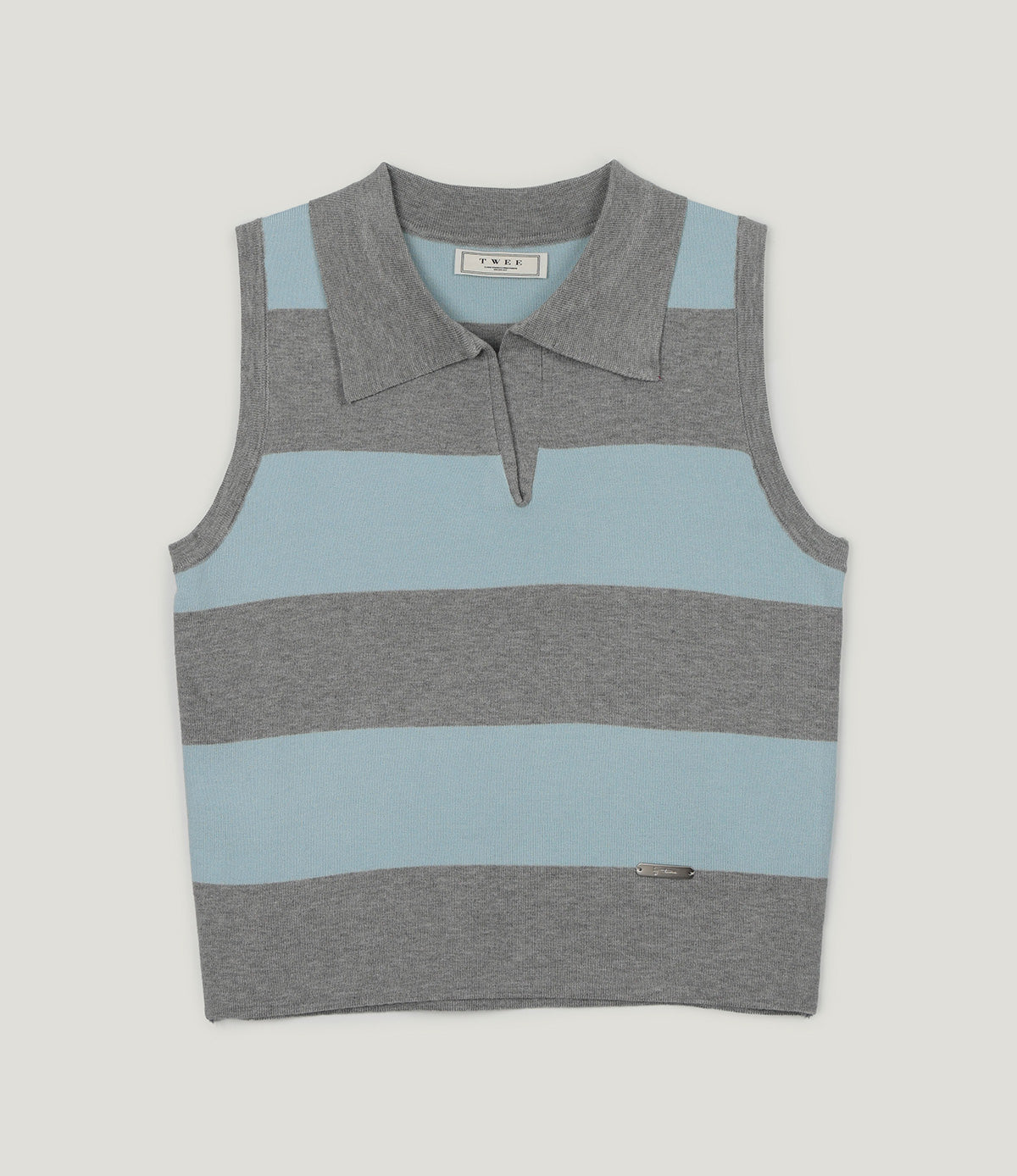 [TWEE] Curtin领条纹撞色无袖针织衫