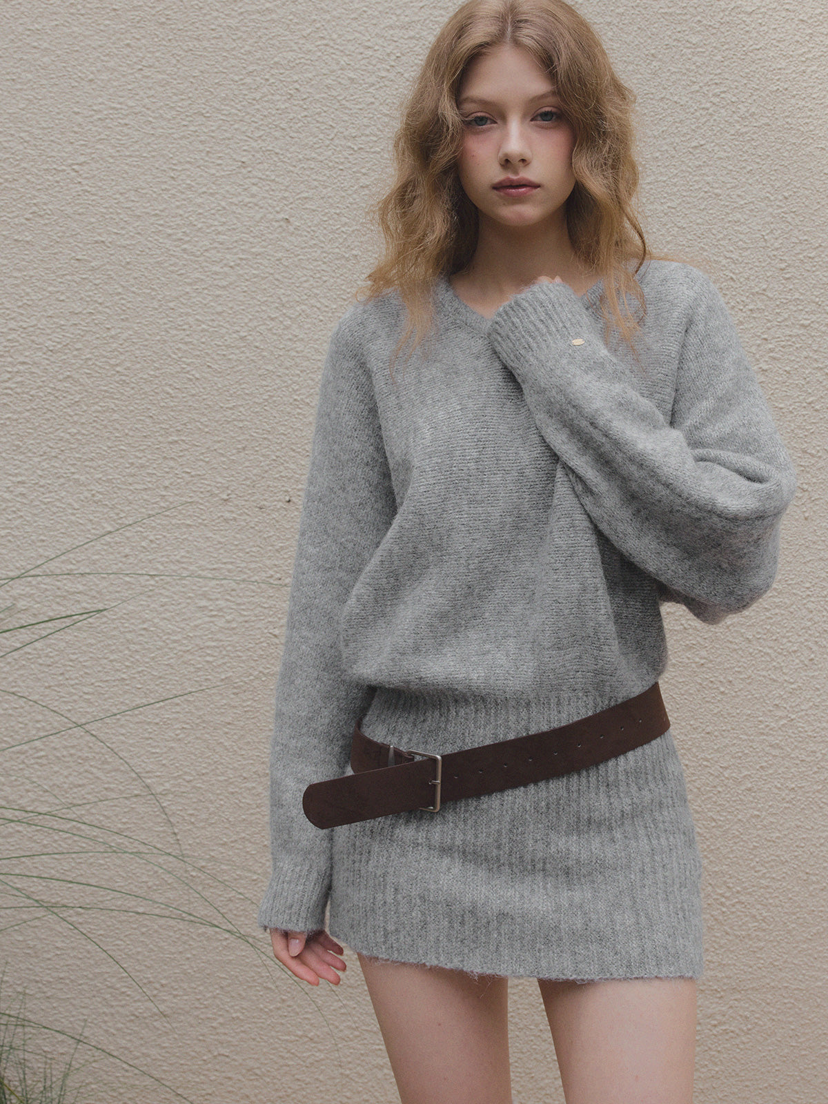 [TWEE] Rein Loose-Fit Knit Dress (Belt Set)