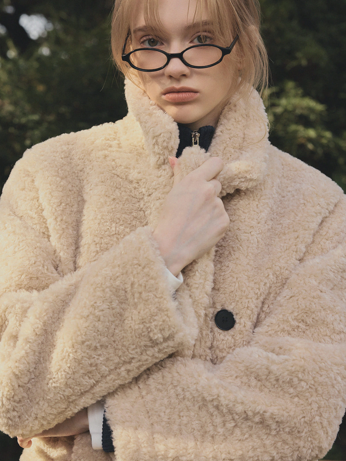 [TWEE] Vaan Collar Teddy Fur Long Coat