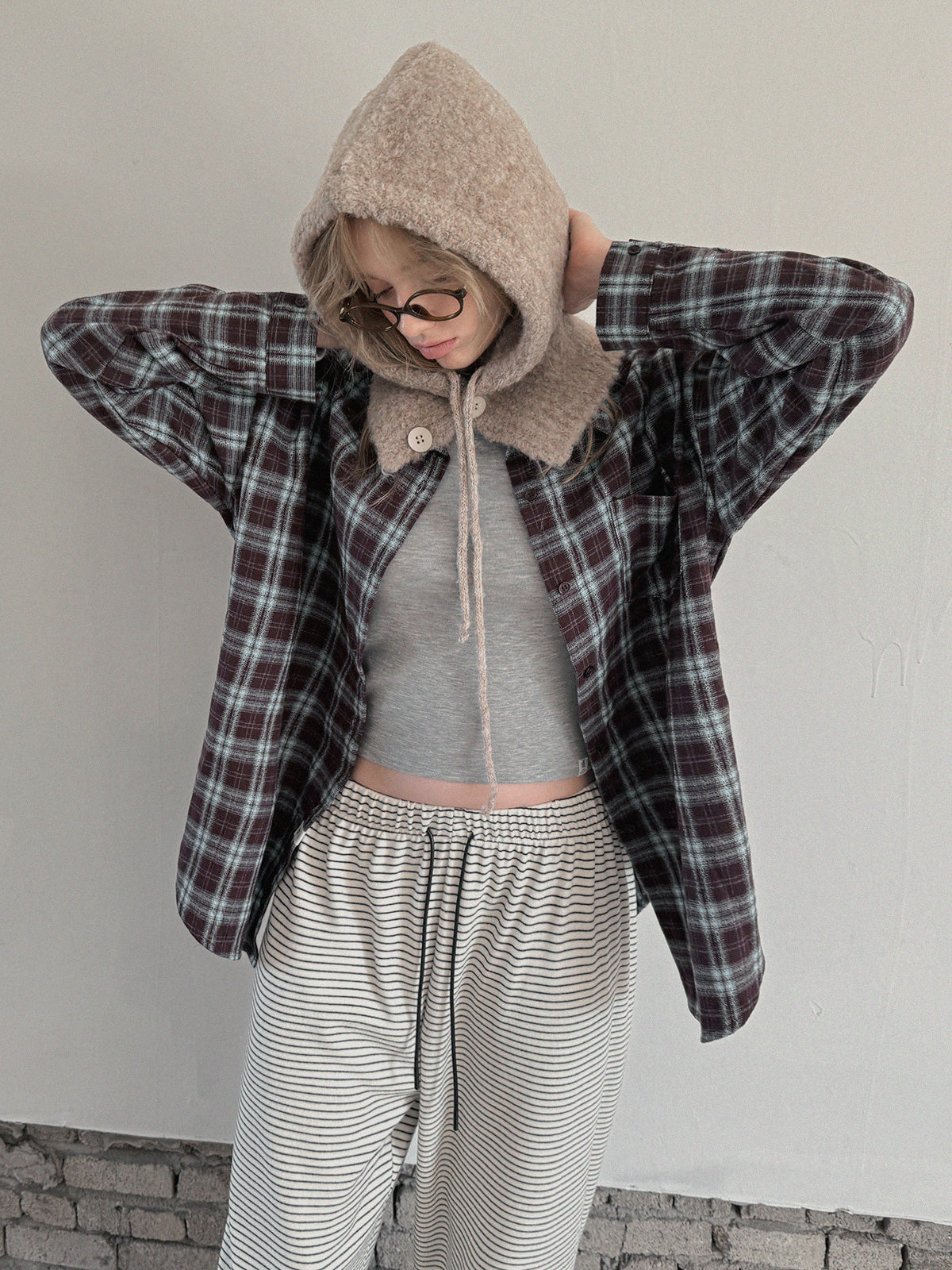 [TWEE] Riet Check Oversized Hemd