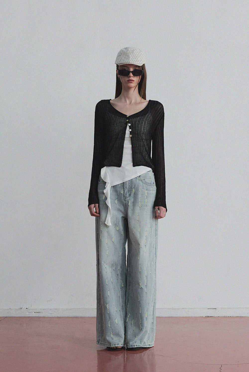 [TWEE] [GROWHIDE] Cantel Sheer Long-Sleeve Cardigan