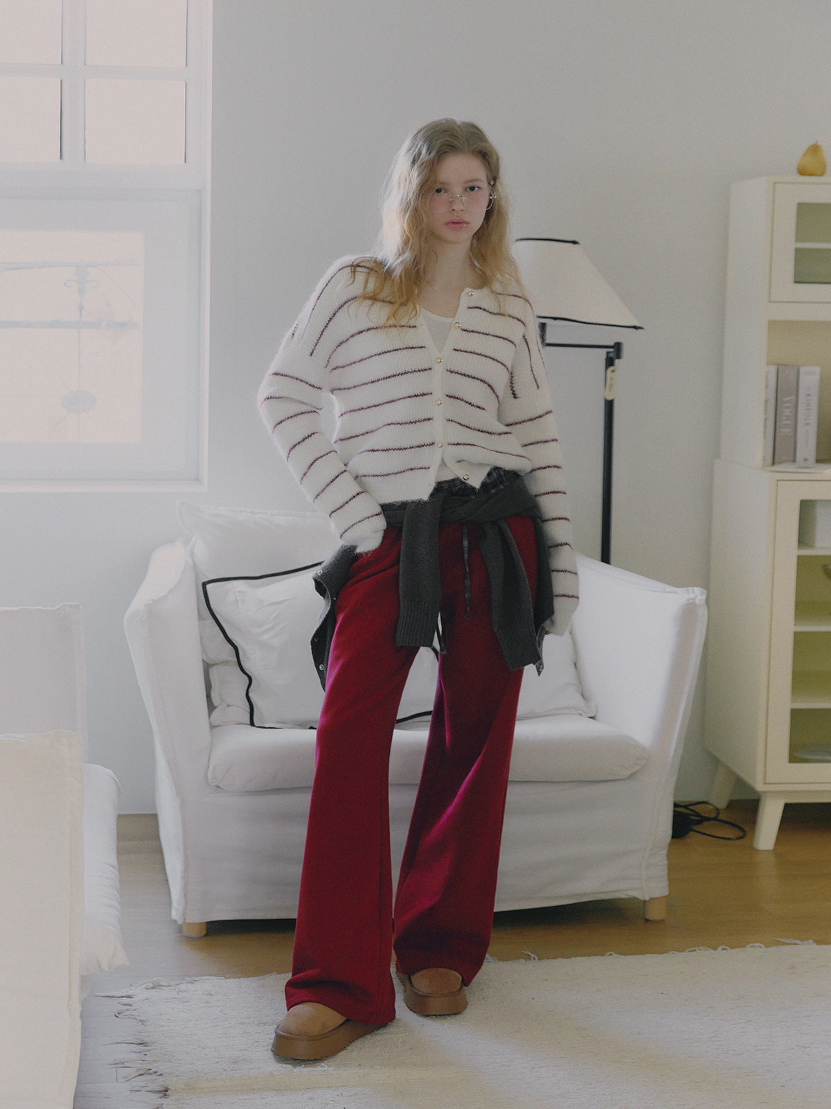 [TWEE] Cardigan a bottoni a righe lavorato a maglia