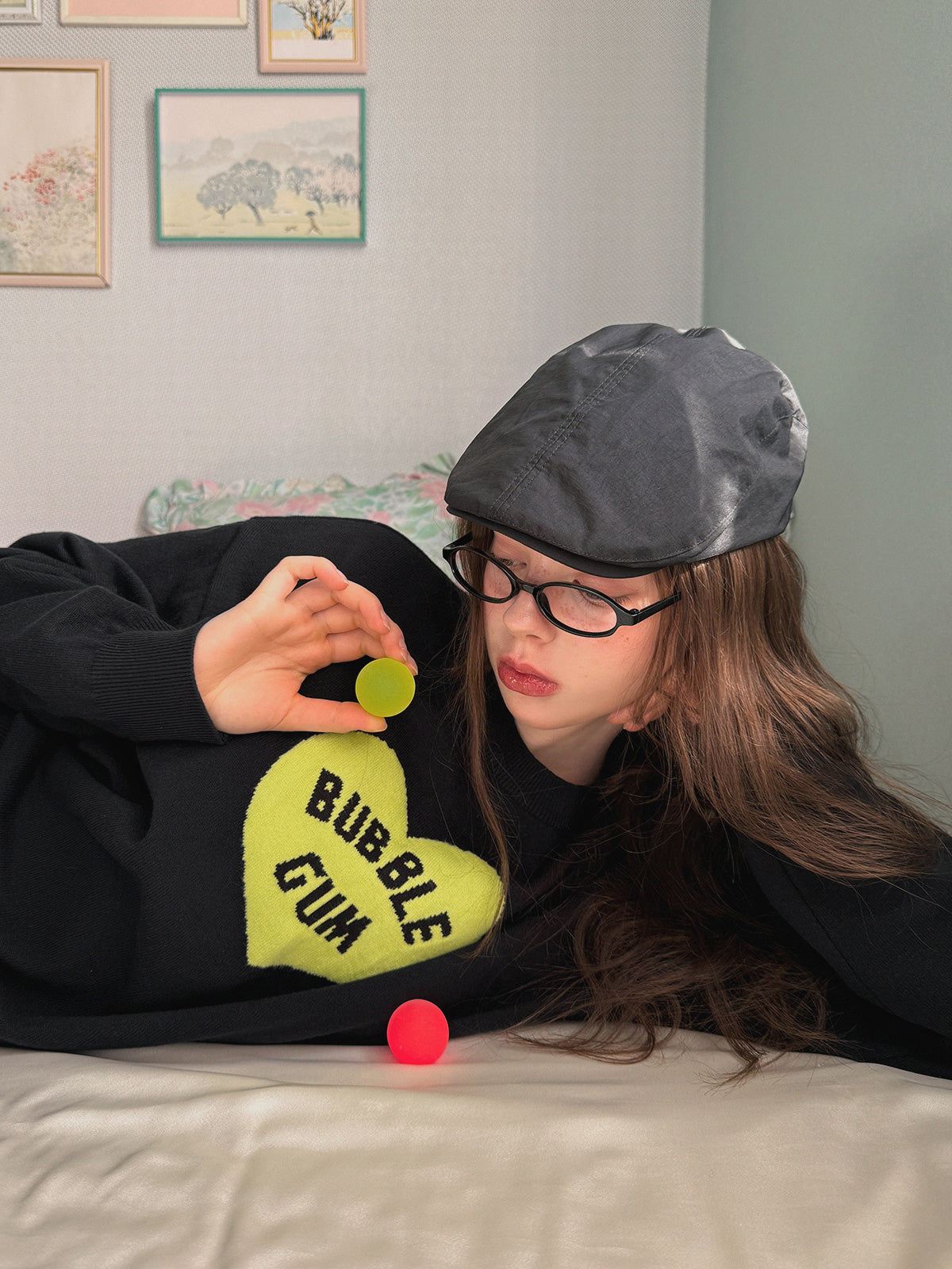 [TWEE] Tasha Lettering Heart Long-Sleeve Knit