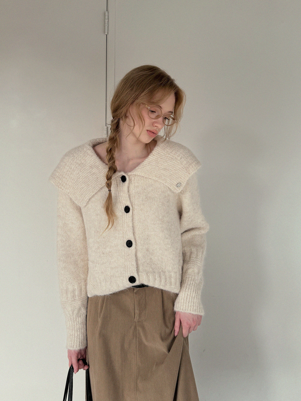 Comf Sailor-Collar Knit Cardigan
