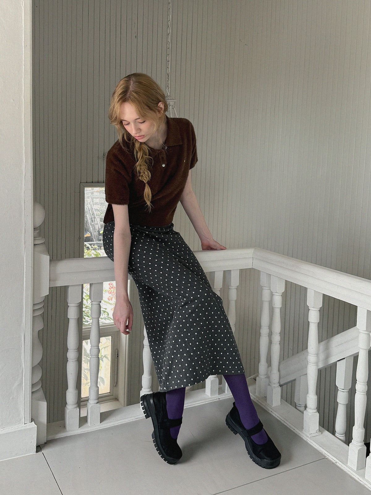 [TWEE] Váy Dài Linto Chấm Bi