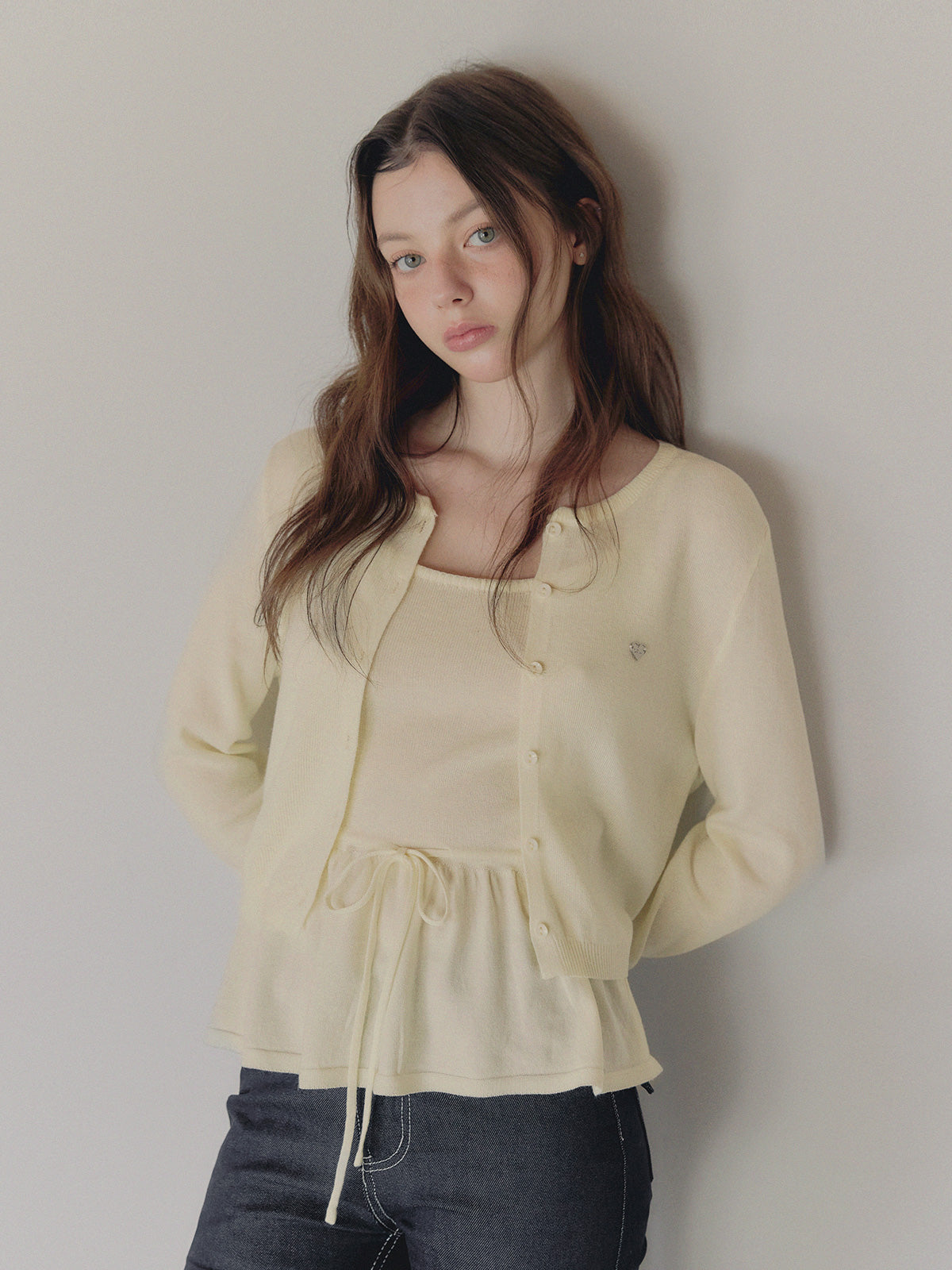 [TWEE] Aulde flare sleeveless cardigan set